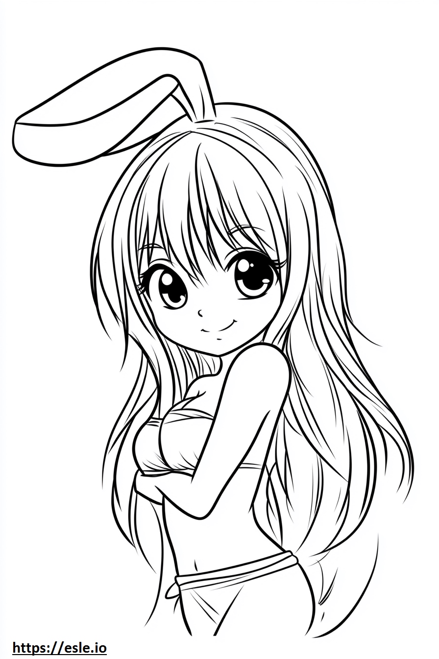 Cute anime bunny girl coloring page