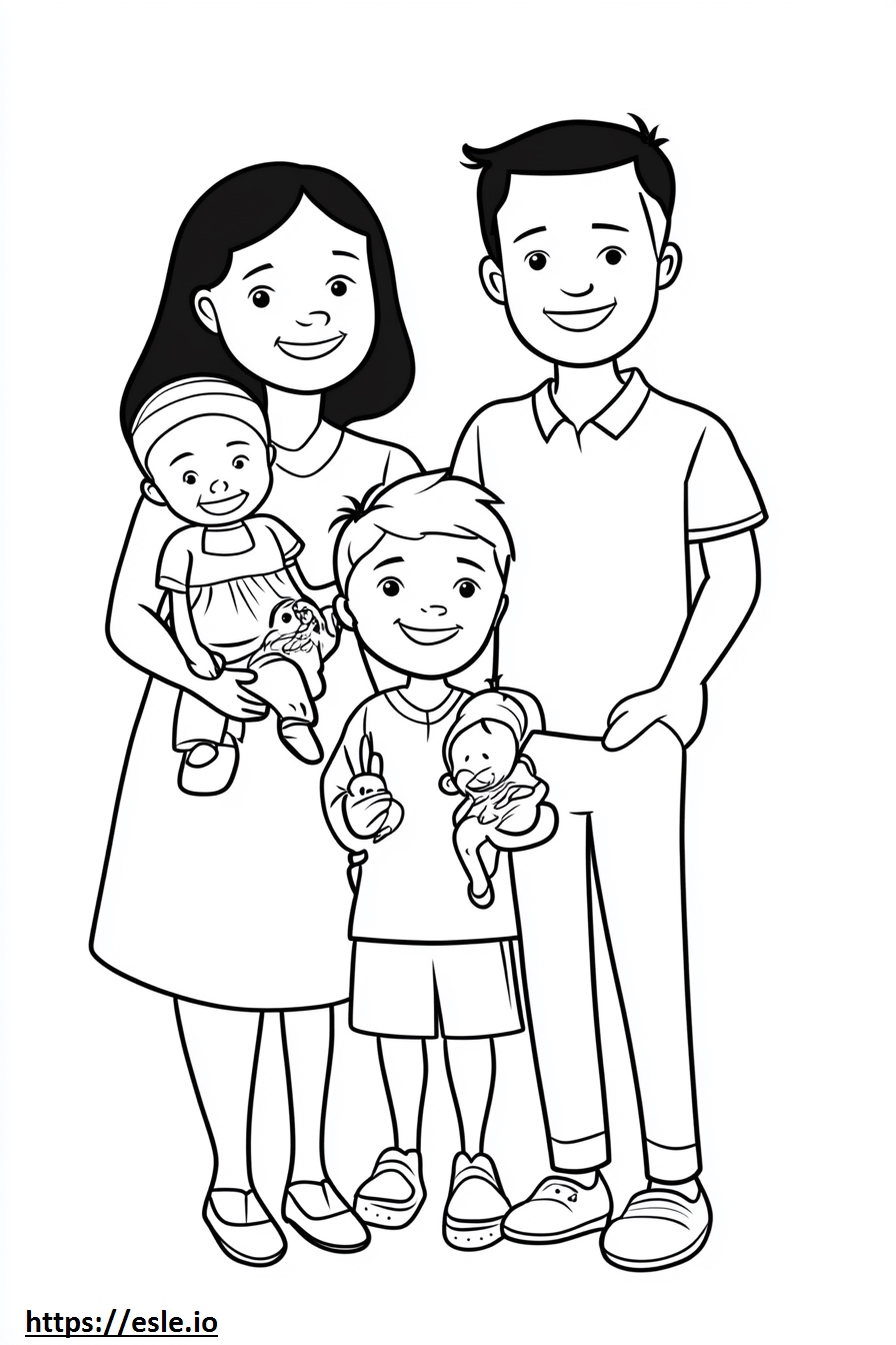 Christian family for coloring