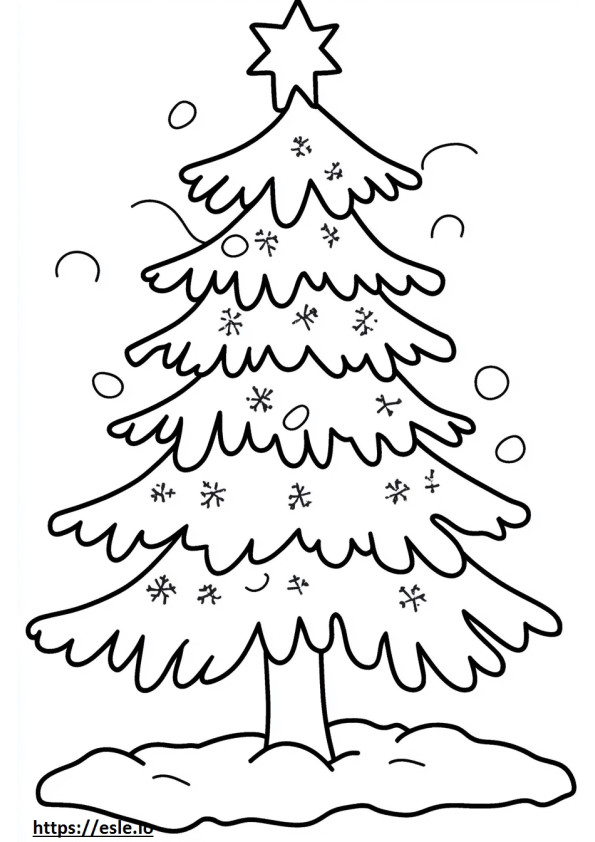 Christmas tree with snow coloring page