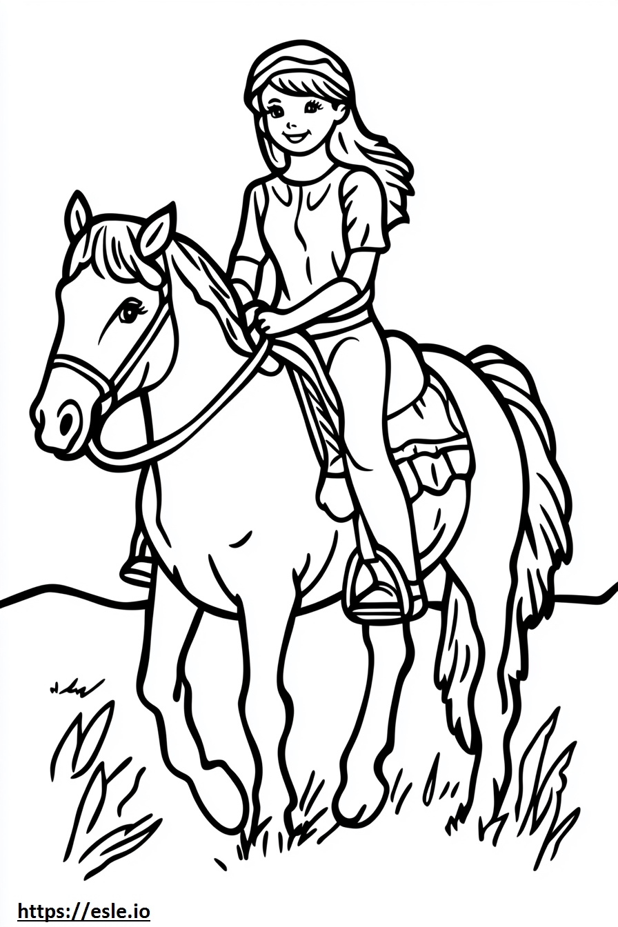 Girl riding a horse for coloring