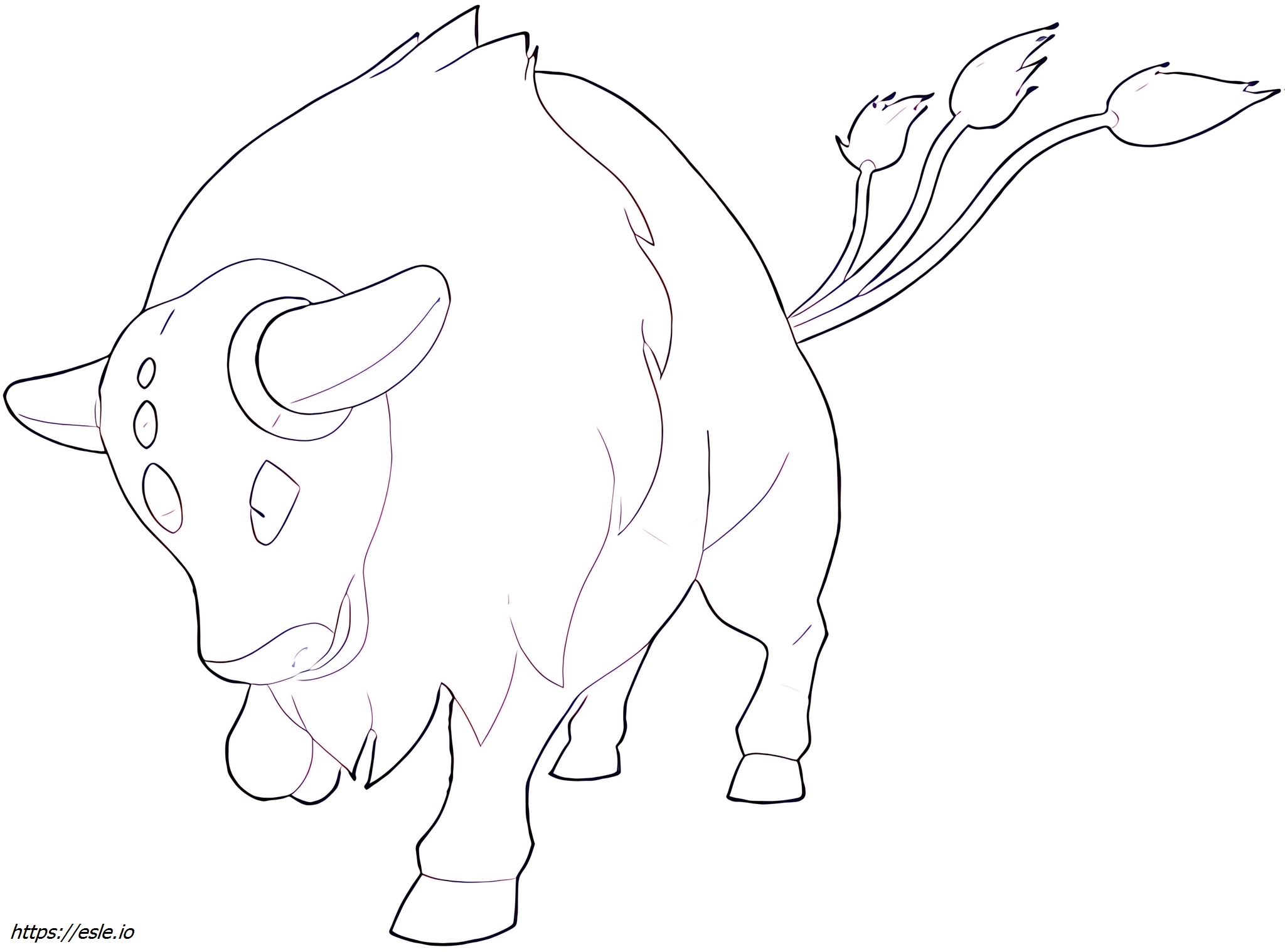 Tauros-paldea-combat-breed Pokémon coloring page
