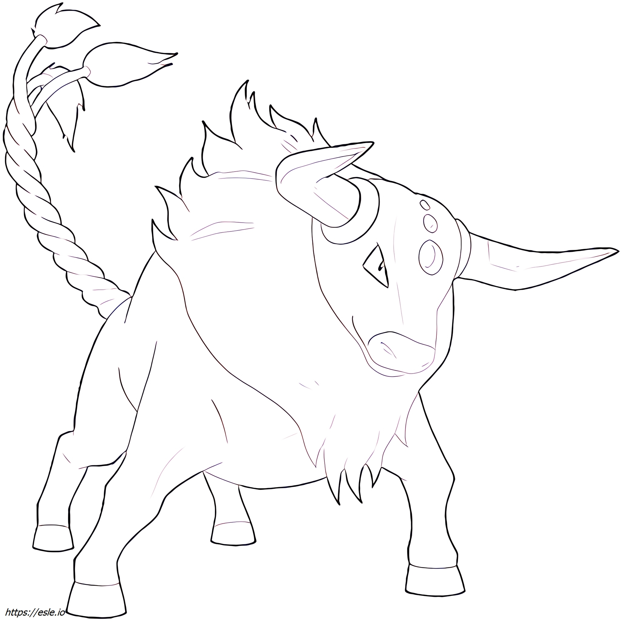 Tauros-paldea-blaze-breed Pokémon coloring page