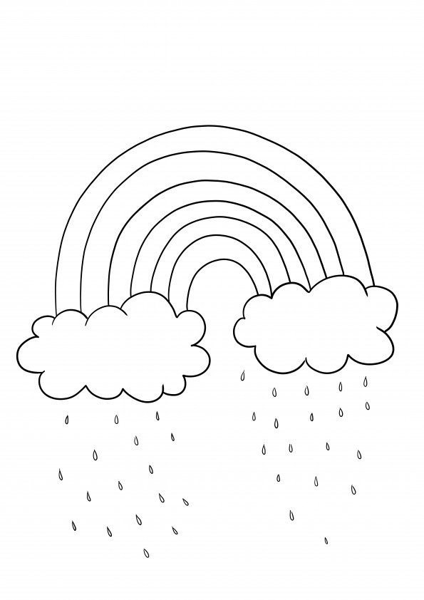 Rain-rainbow-clouds-the weather in spring coloring sheet free printing