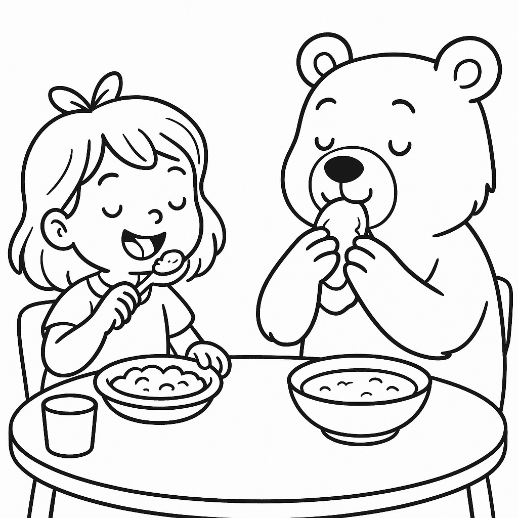 Masha And Bear Eating coloring page