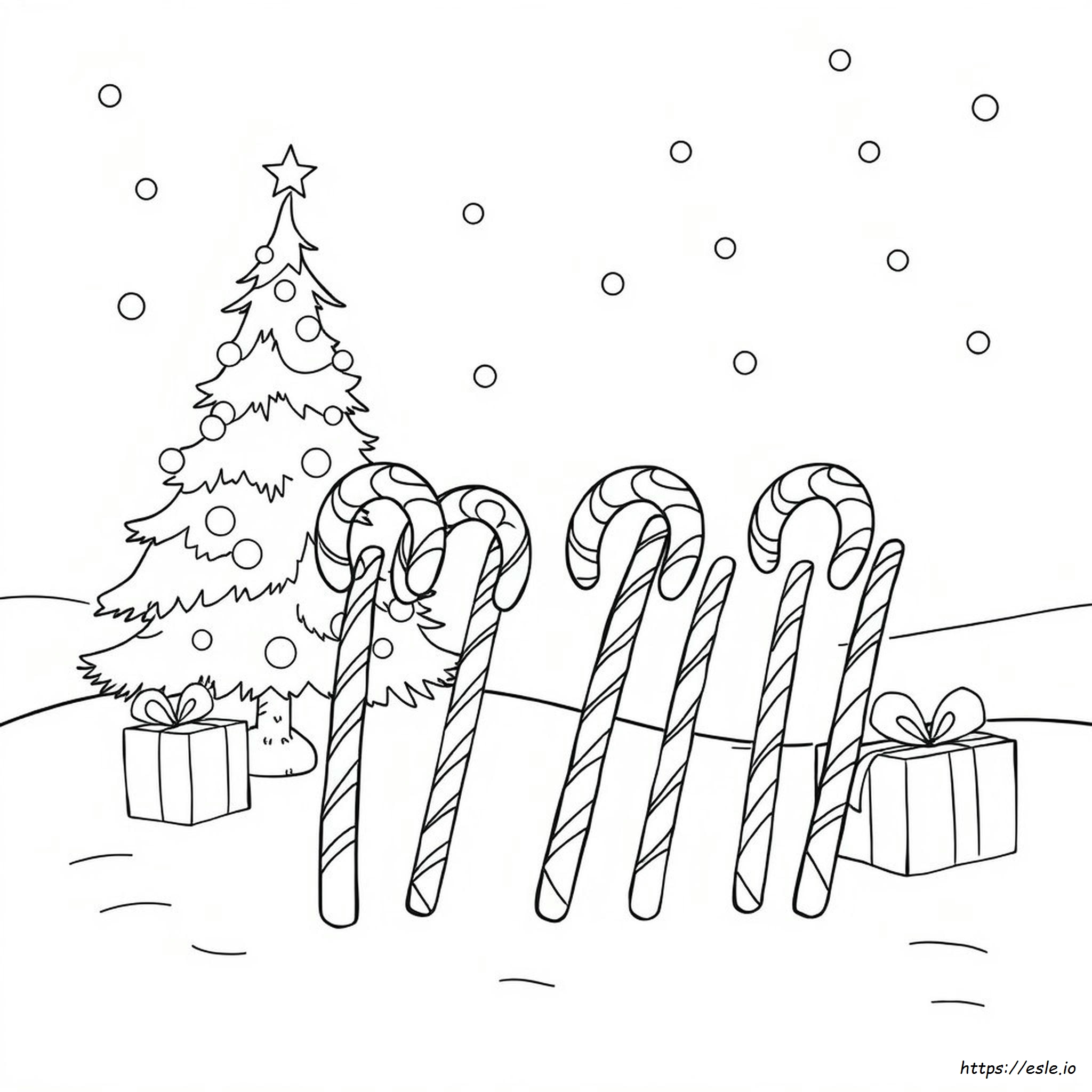 Pagina Da Colorare Con Bastoncini Di Zucchero Da Stampare - Natale