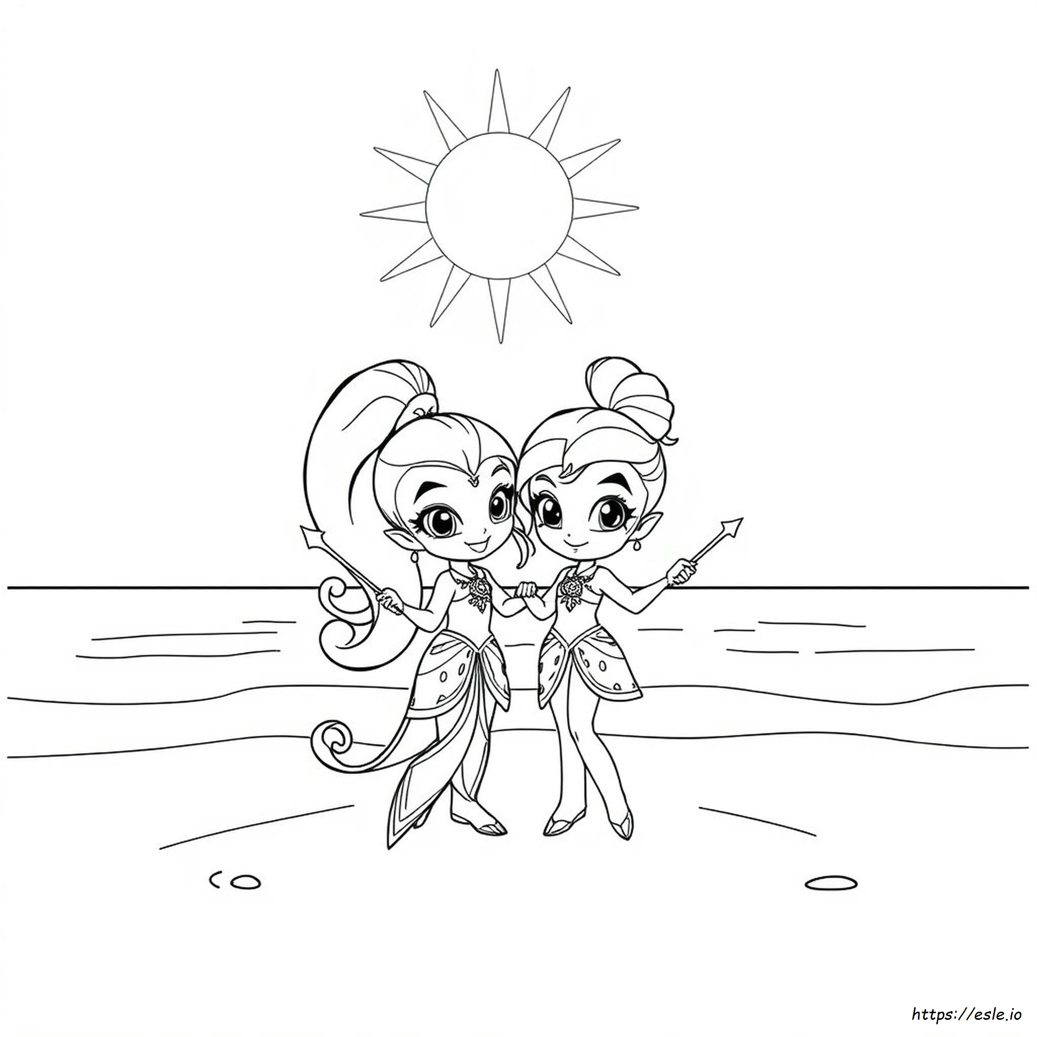 Pagina Da Colorare Shimmer And Shine - Personaggi Magici