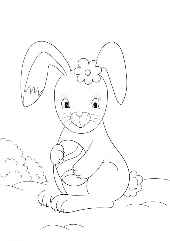 Image de coloriage mignon lapin de Pâques à télécharger ou imprimer gratuitement