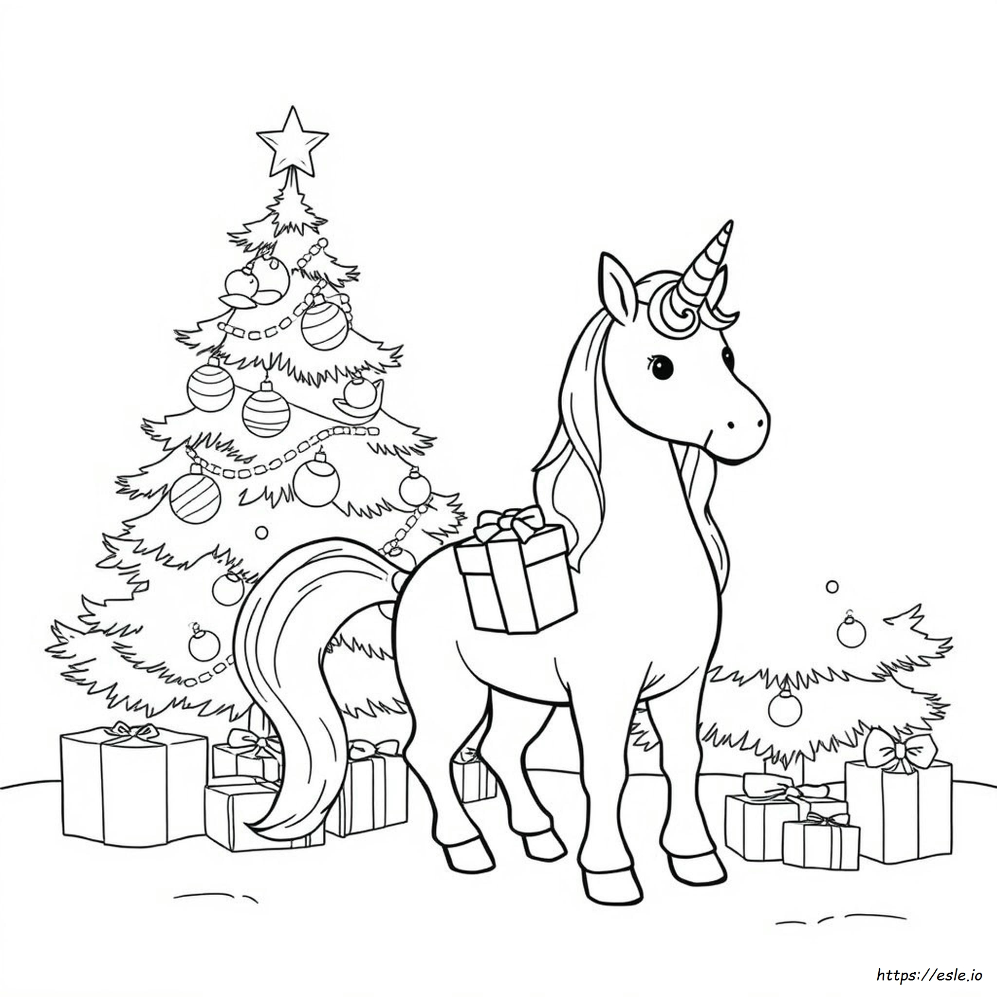 Free Printable Christmas Unicorn Coloring Page