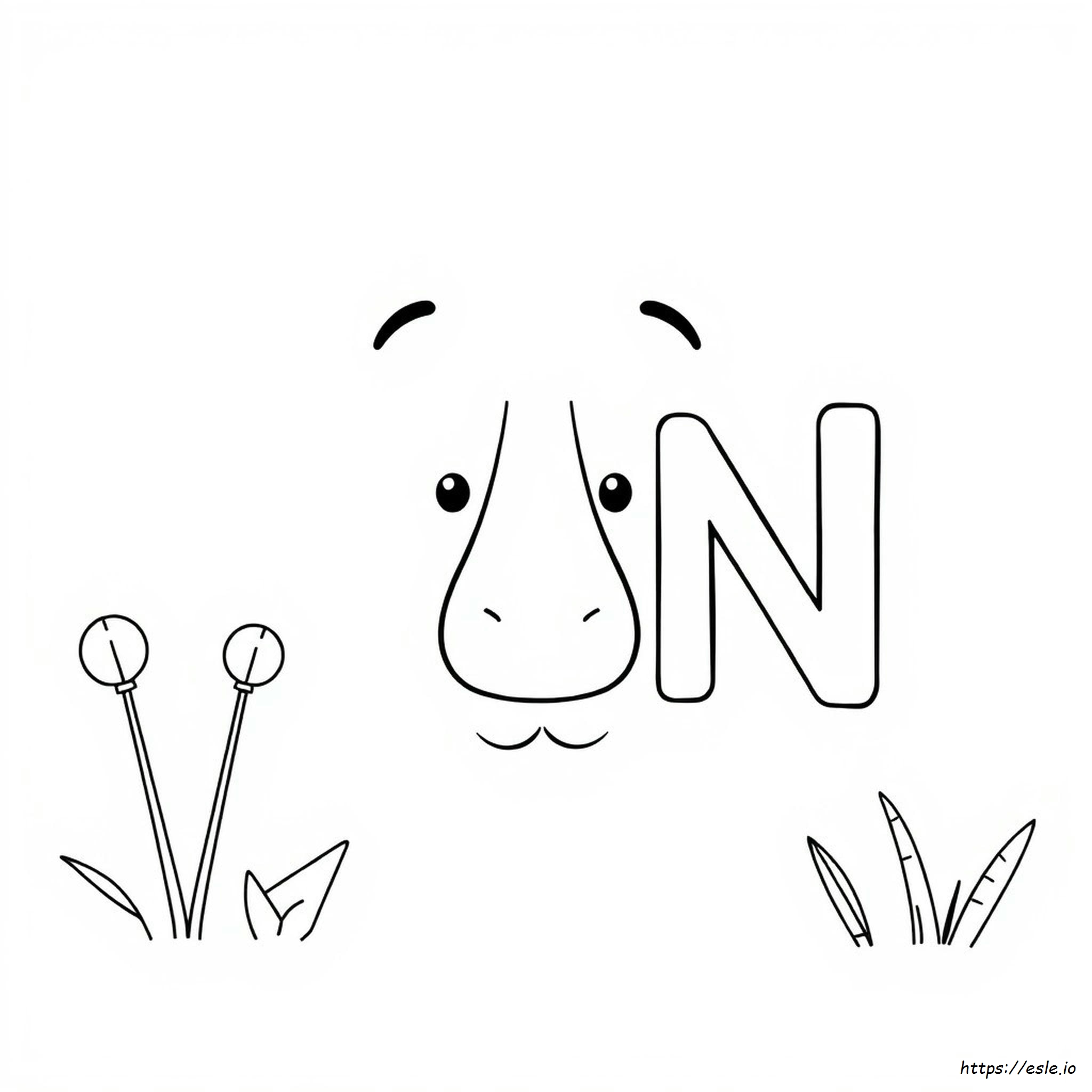 N Is For Nose Coloring Page