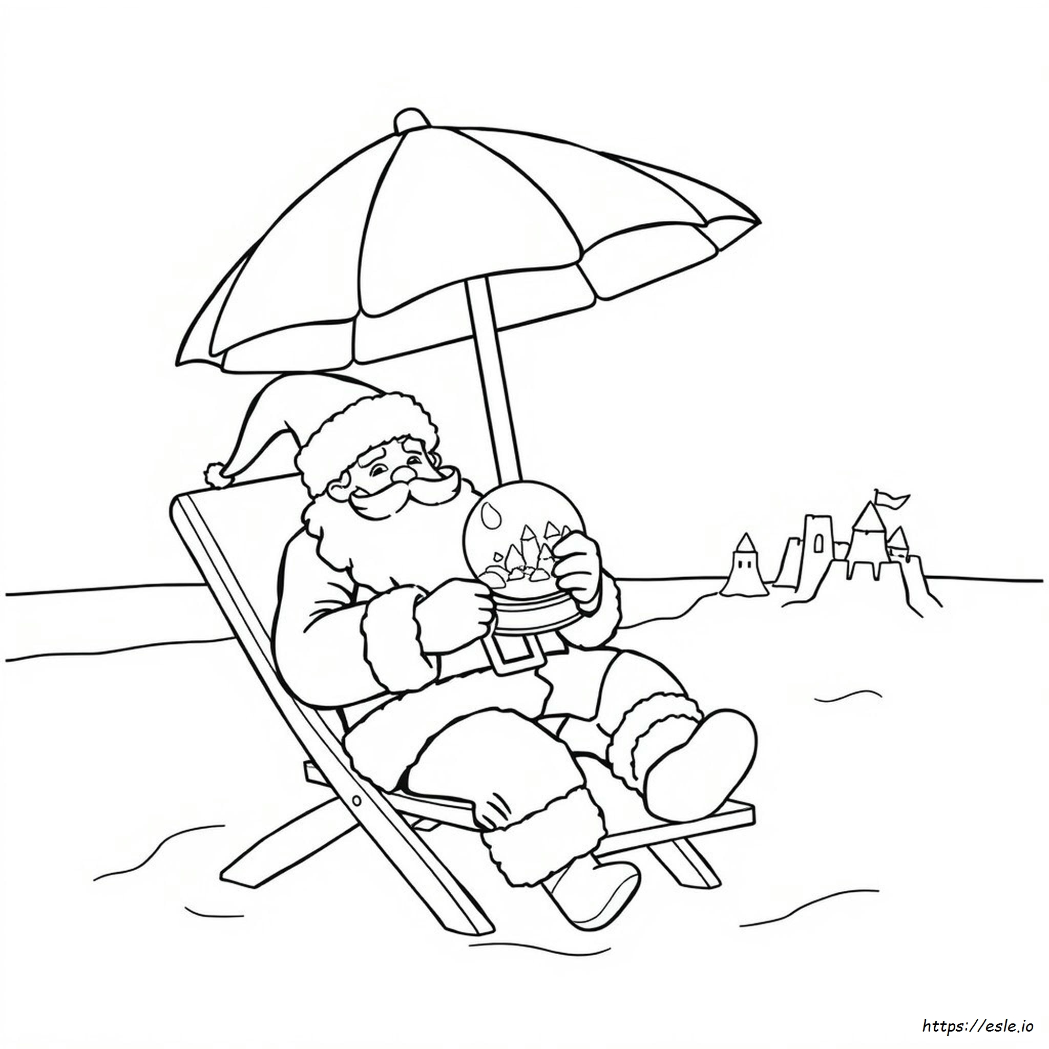 Santa Di Pantai Gambar Mewarnai