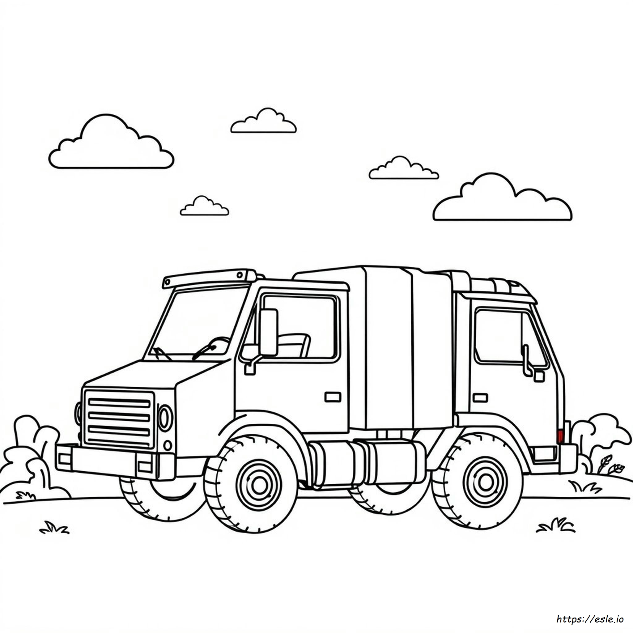 Side Loader Garbage Truck Coloring Page