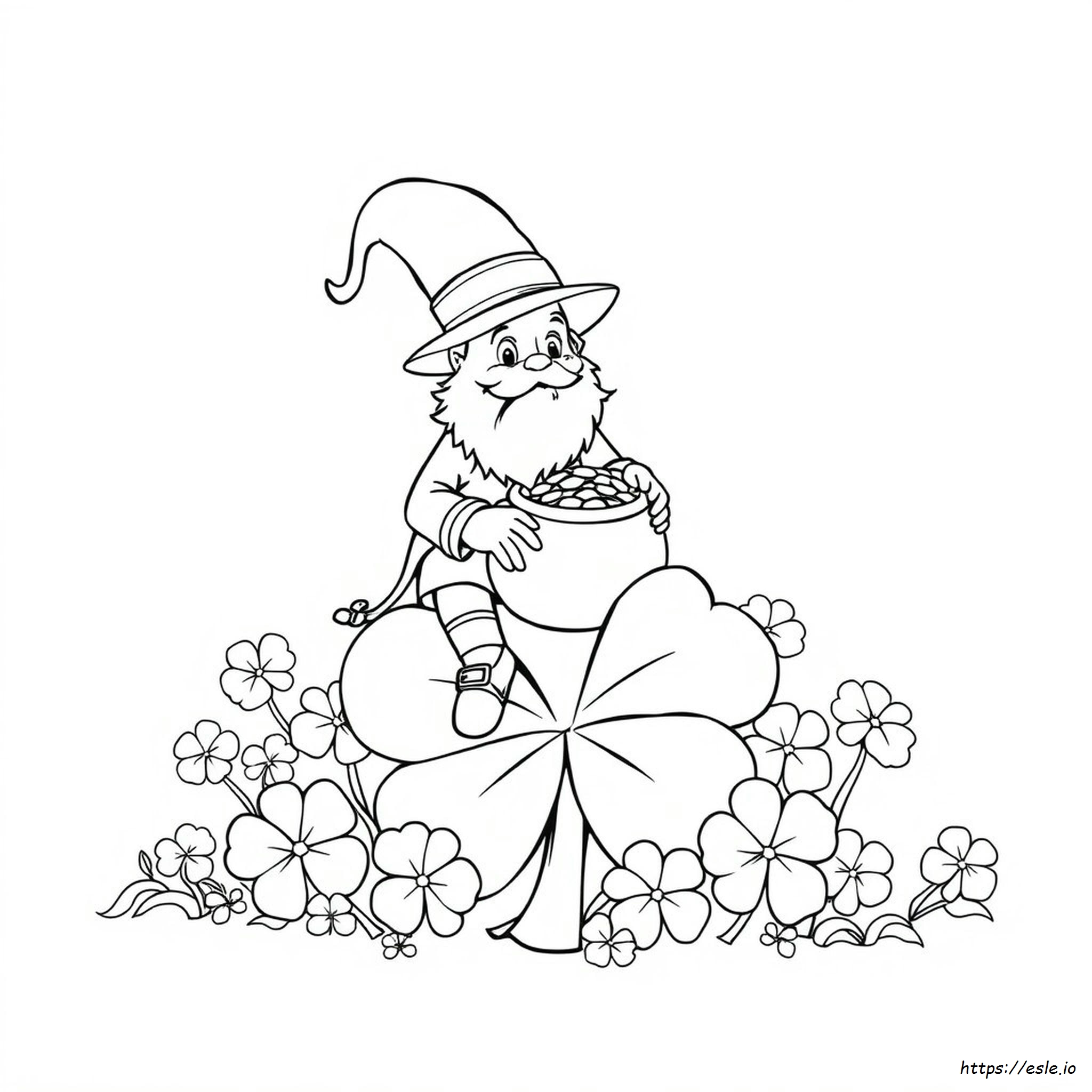 Gambar Mewarnai Leprechaun Dan Trifolium Gratis Untuk Dicetak