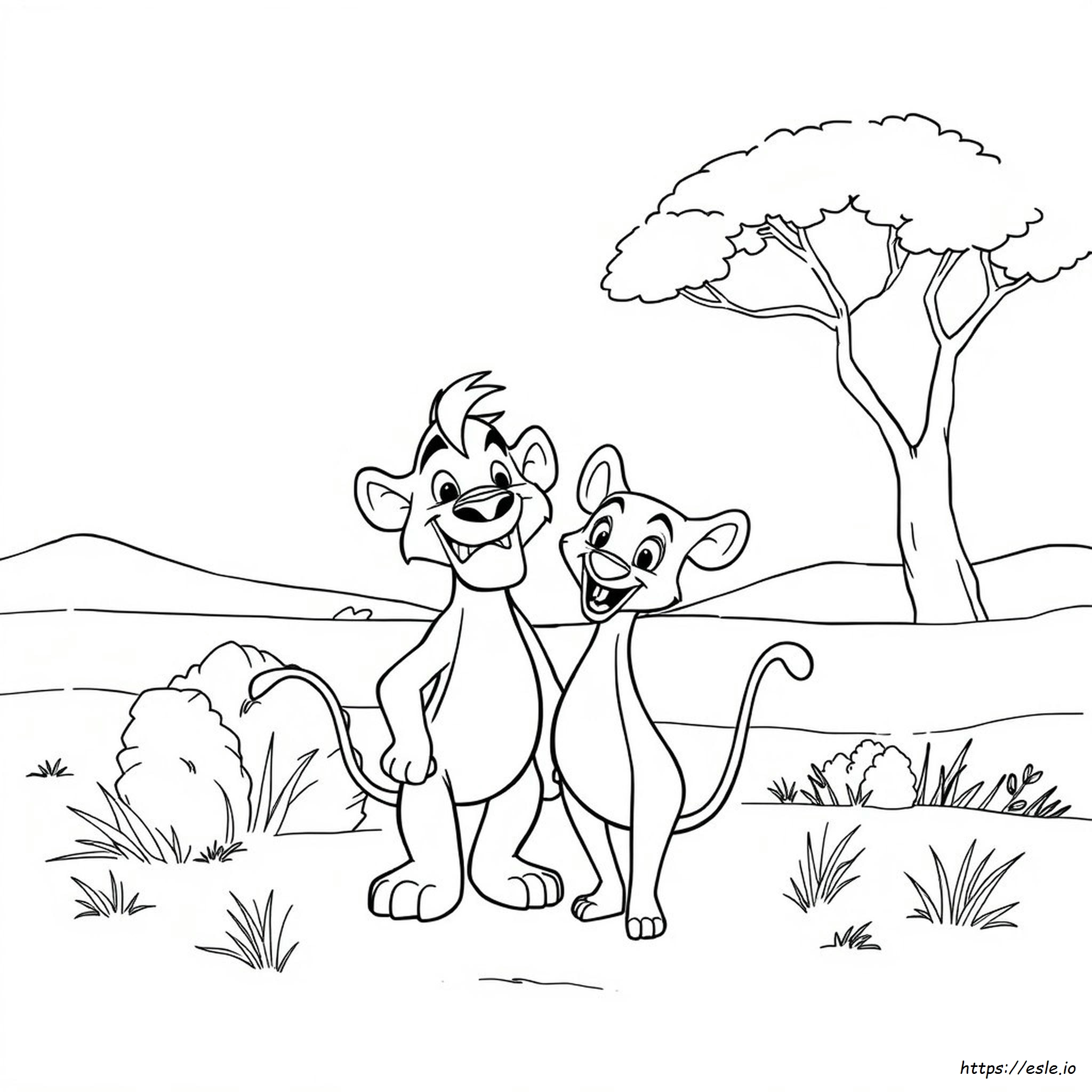Timon And Pumbaa Coloring Page