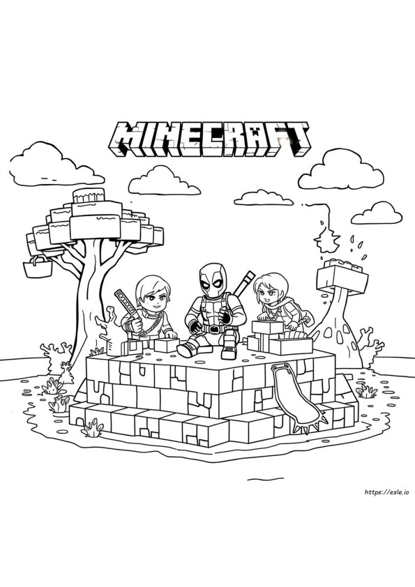 Minecraft Deadpool Coloring Page