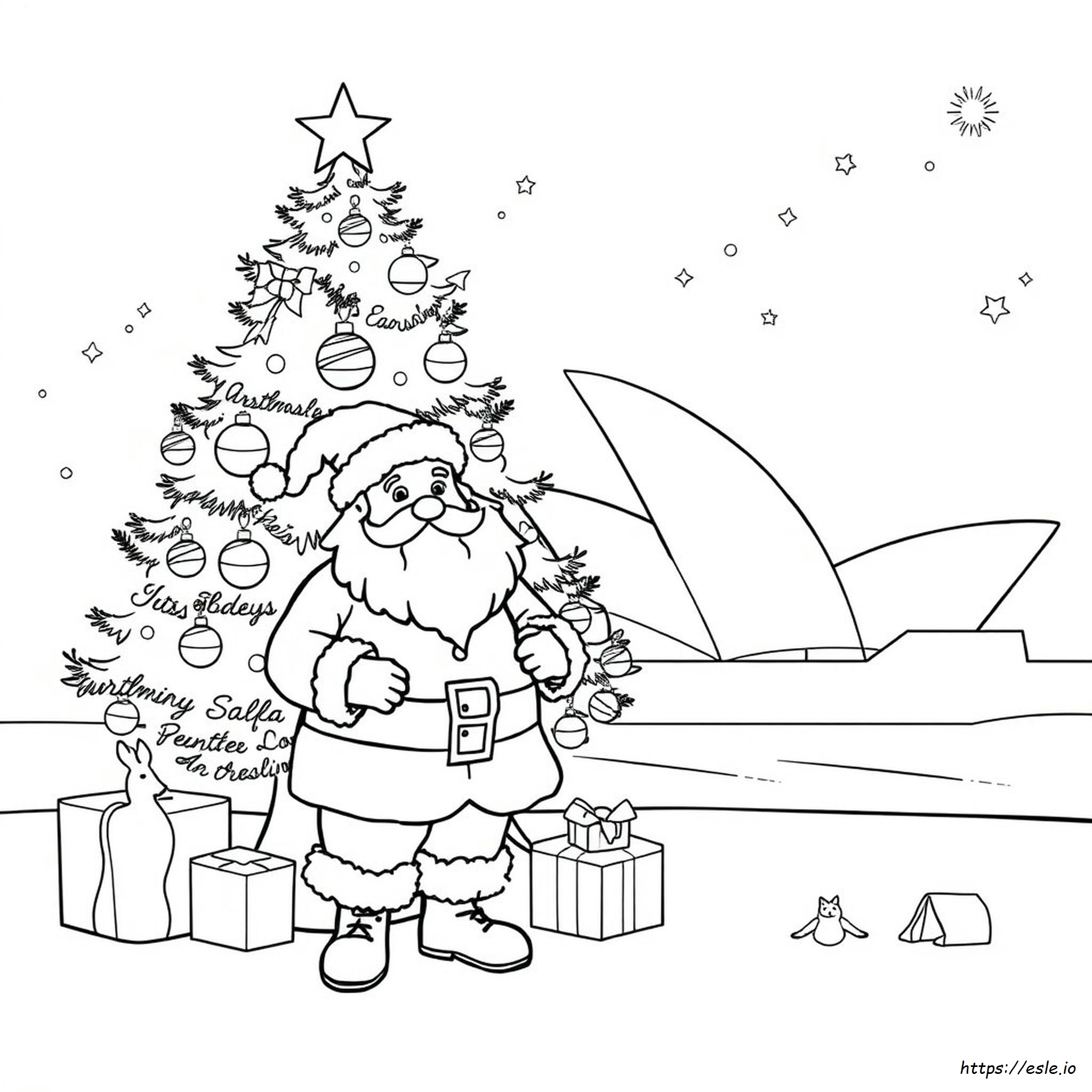 Australia Christmas Coloring Pages - Santa at the Opera House