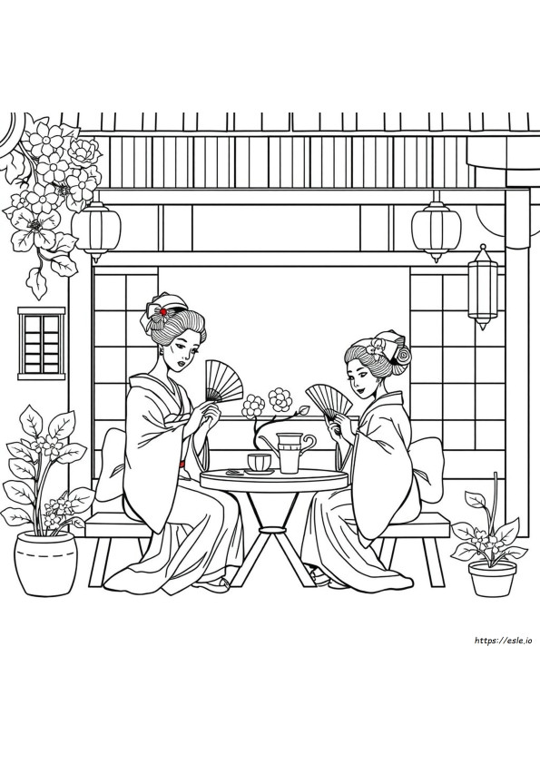 Gambar Mewarnai Geisha