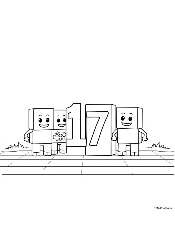 Numberblocks 17 Coloring Pages