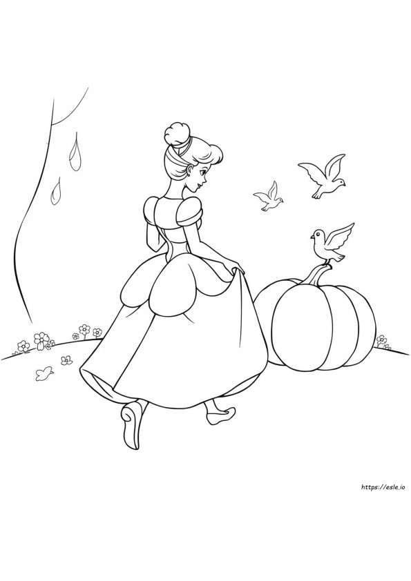 Colouring Easy Cinderella Coloring Pages
