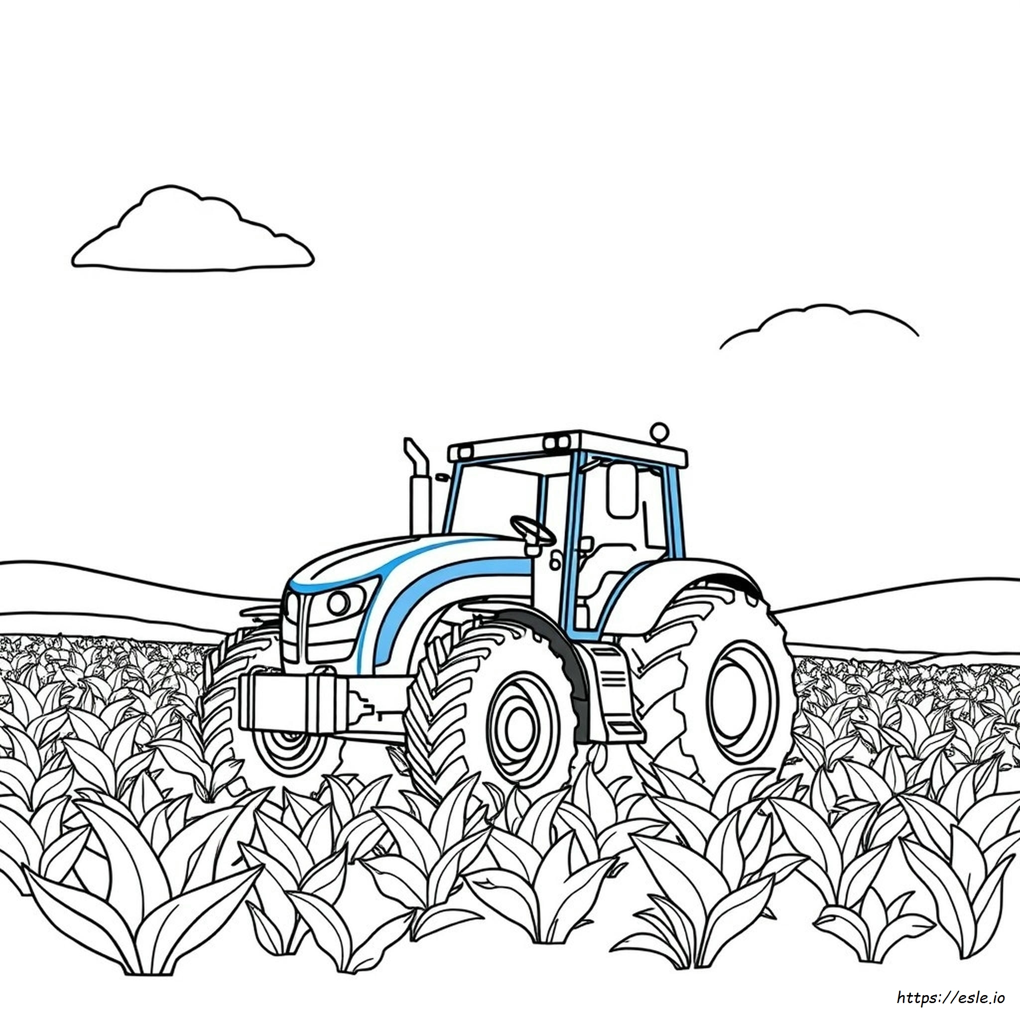 Blue Tractor Coloring Page