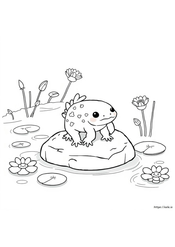Pagina Da Colorare Kawaii Piccolo Axolotl