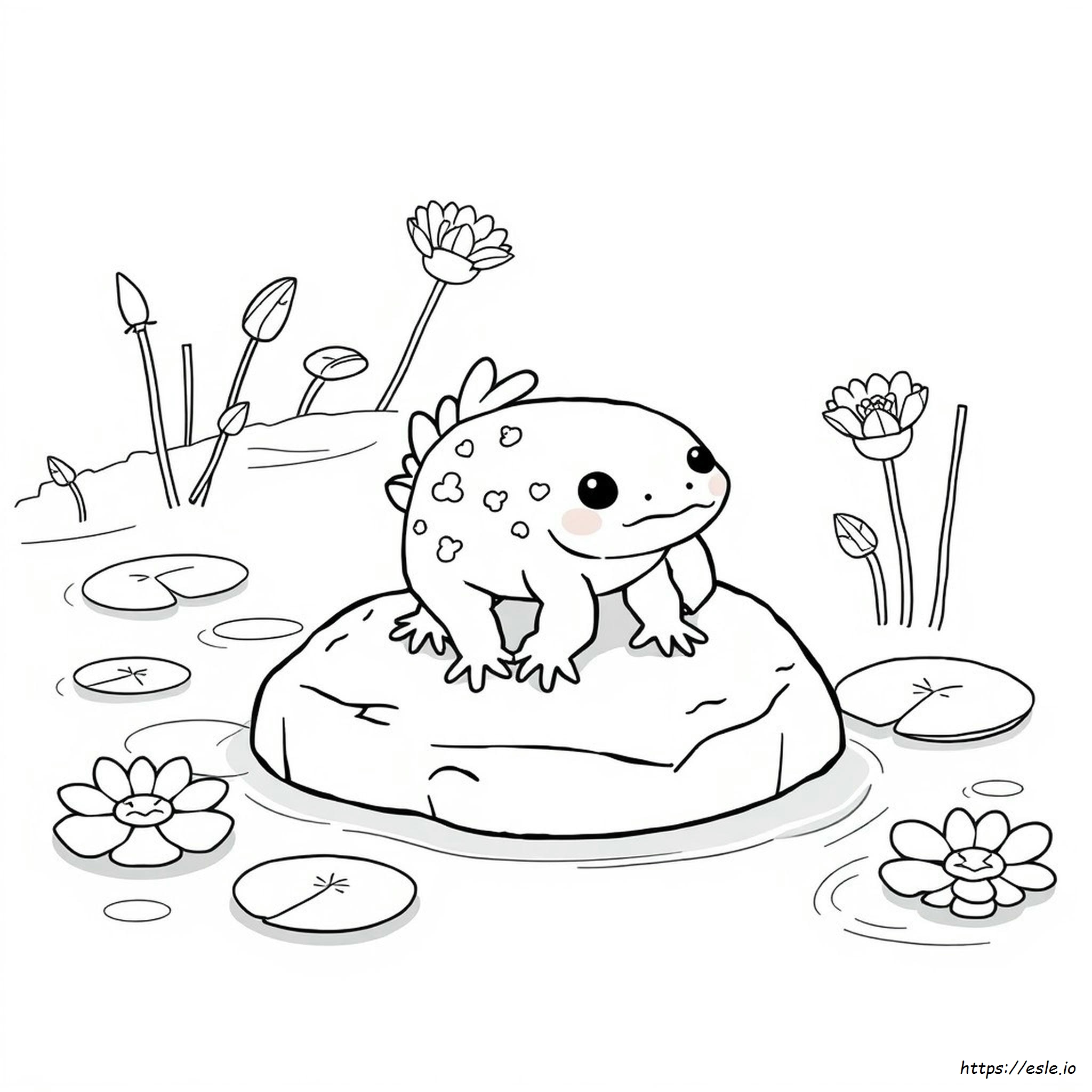 Pagina Da Colorare Kawaii Piccolo Axolotl - disegni da stampare gratis
