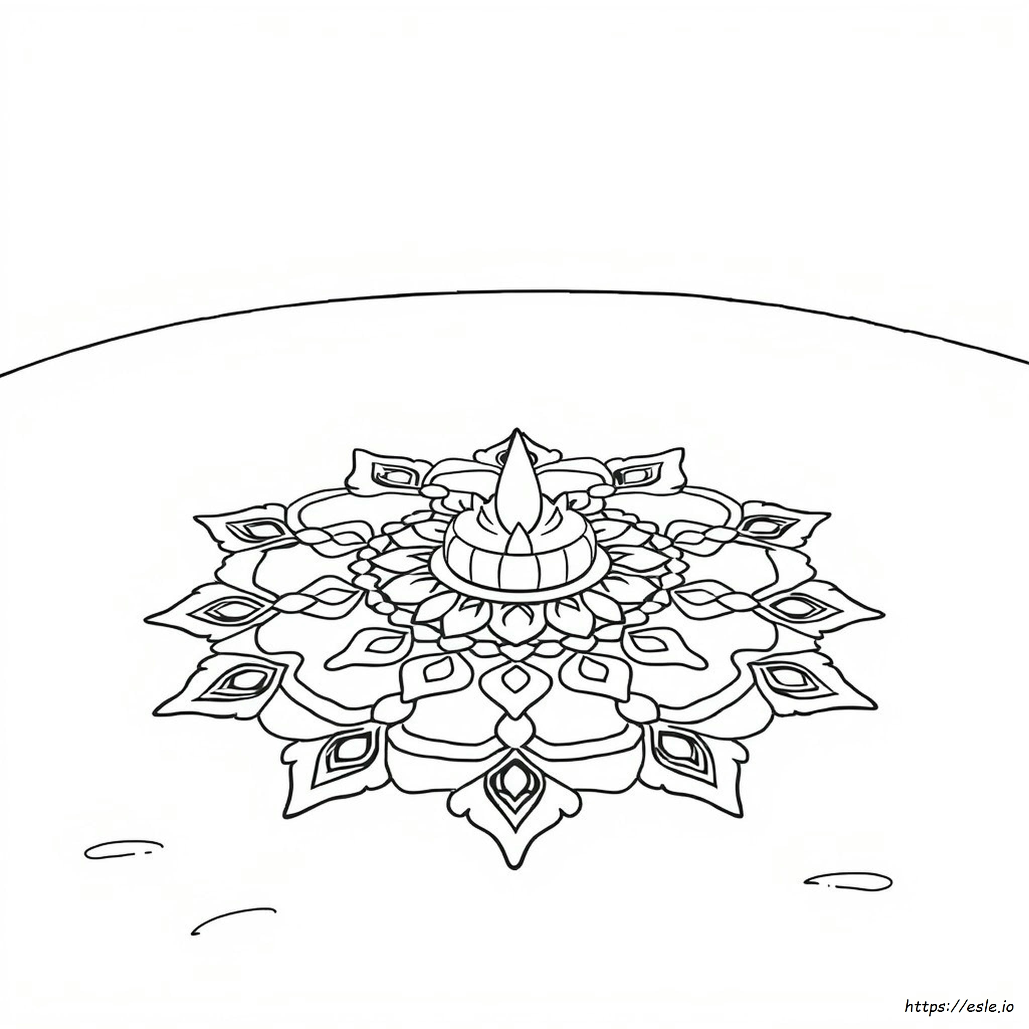 Kolam Coloring Page - Free Printable Indian Patterns