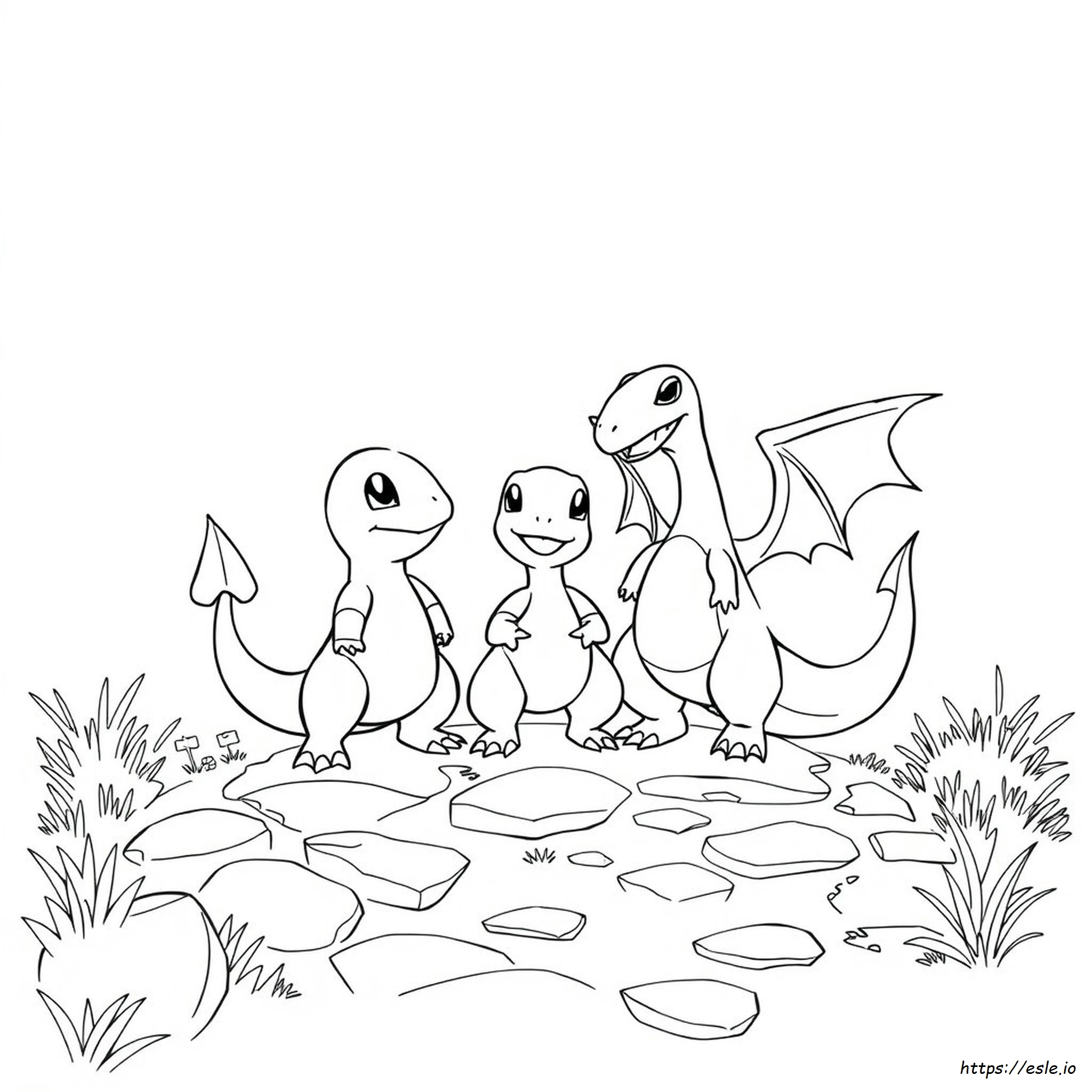 Charmander Charmeleon Charizard Coloring Page
