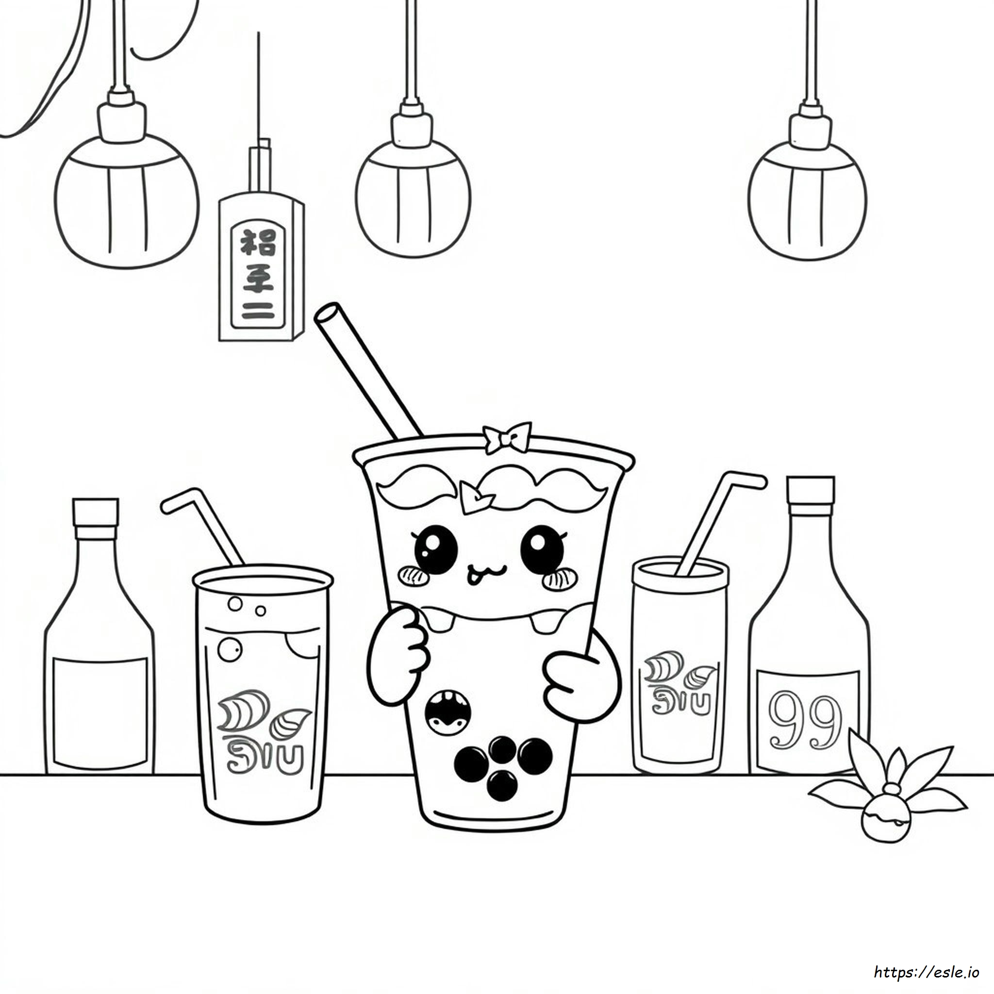 Kawaii Bubble Tea Coloring Pages