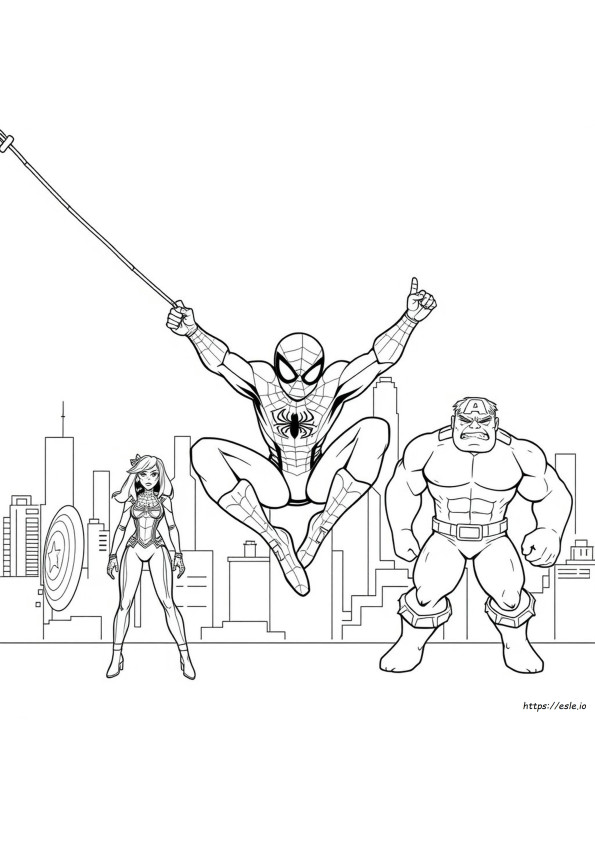 Caiet Cu Desene De Colorat Spiderman Și Prietenii Lui Gratuit De Tipărit