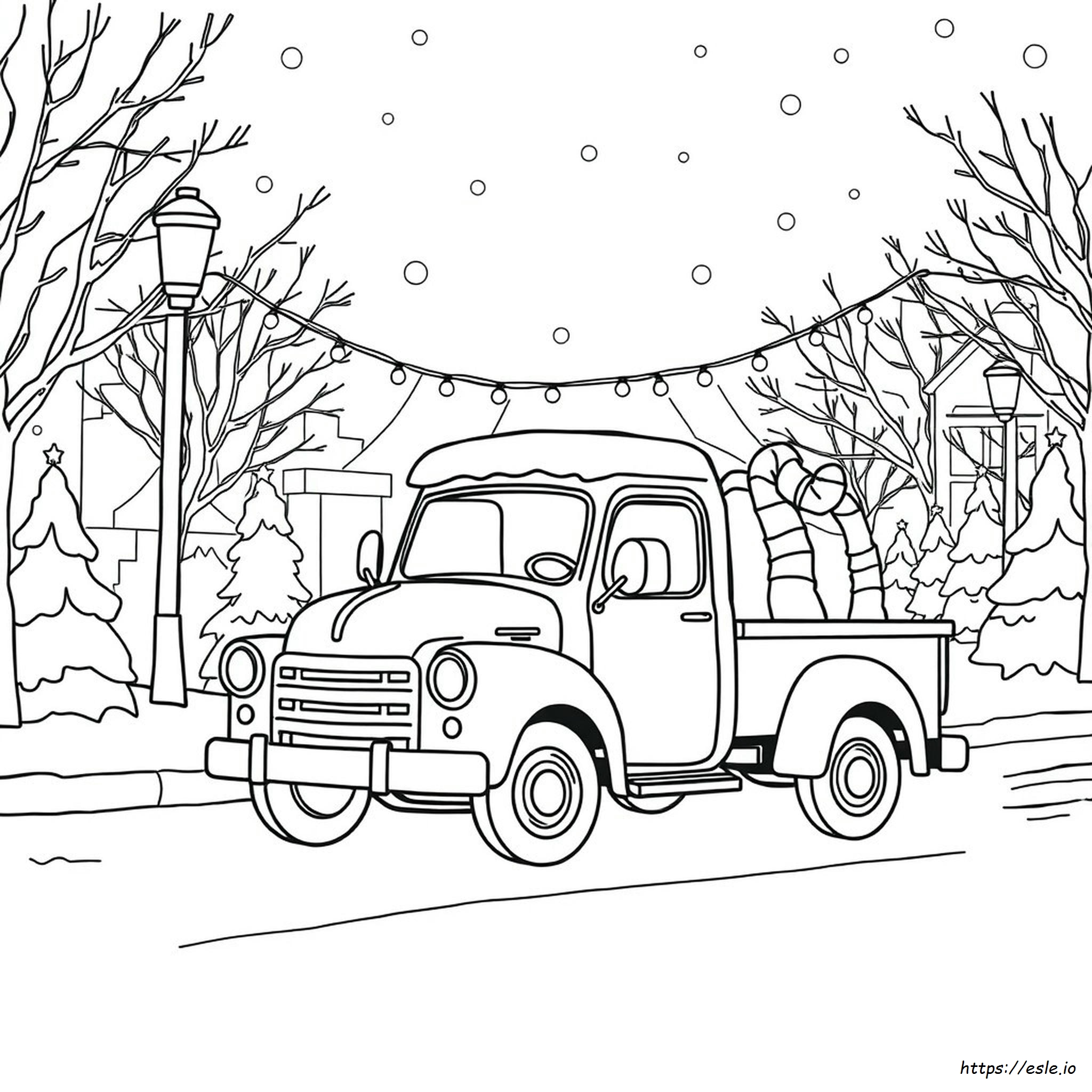 Truk Biru Kecil Natal Gambar