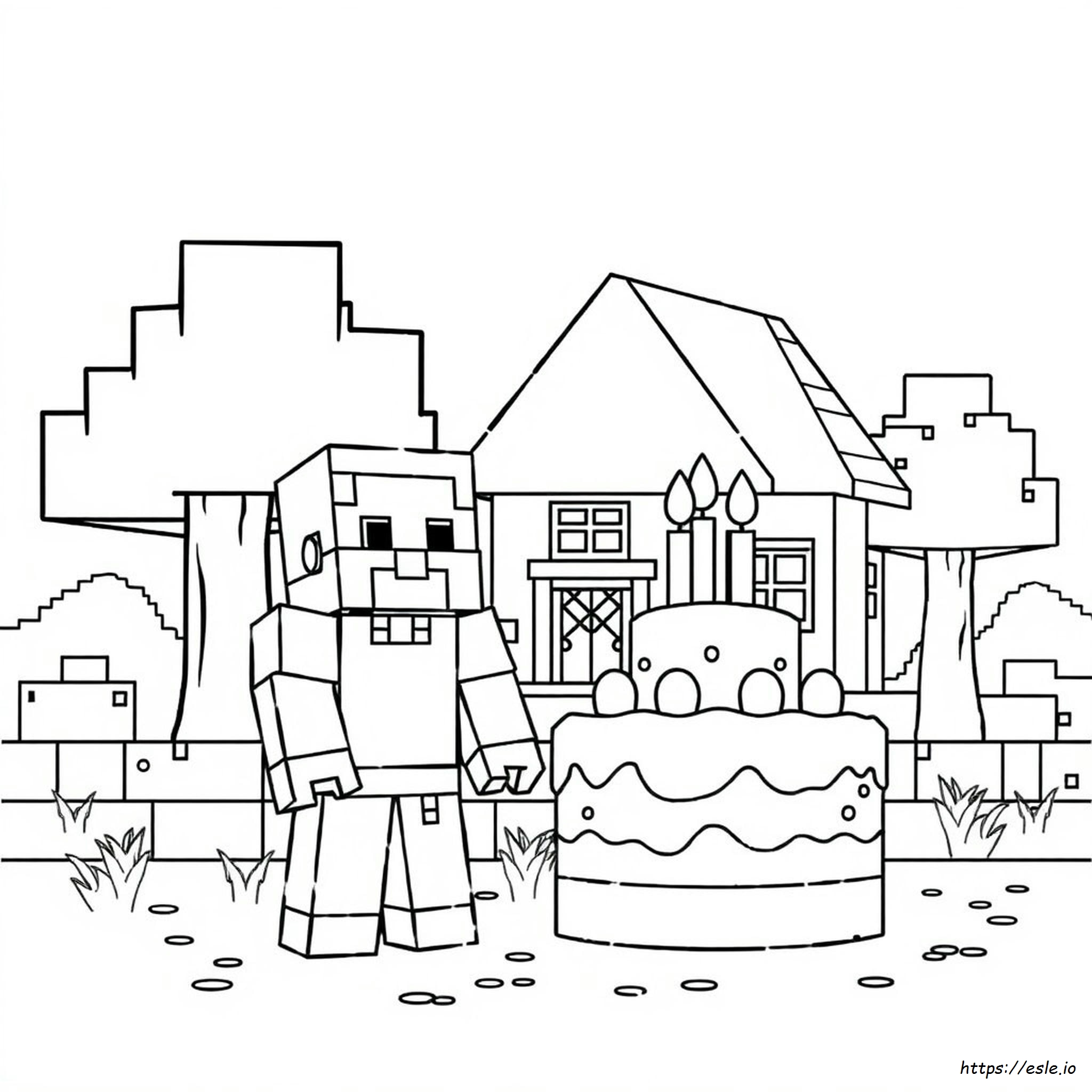Pagina Da Colorare Per Compleanni Di Minecraft Da Stampare