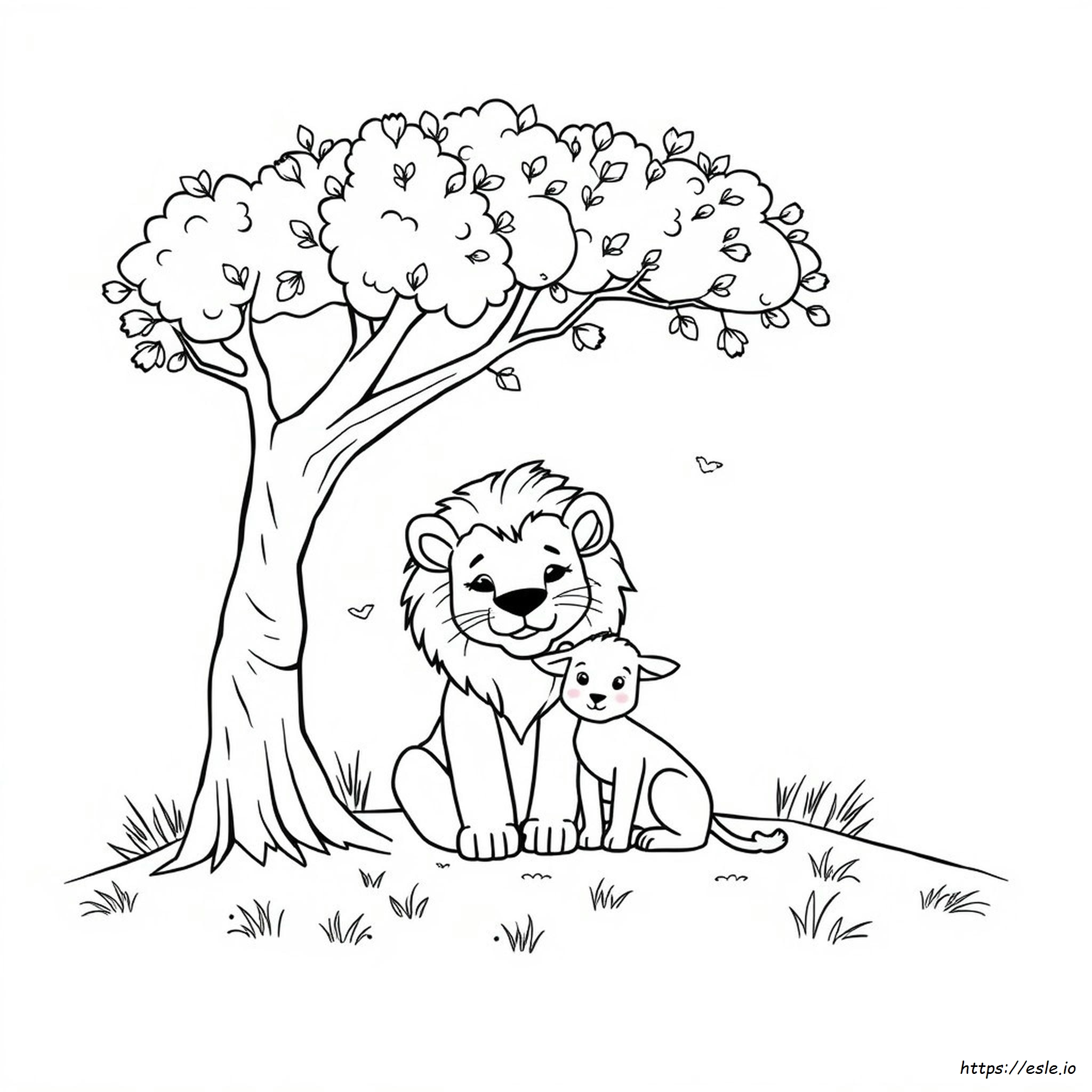 Lion Lamb Coloring Page - Free Printable for Kids