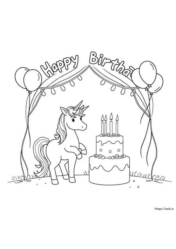 Unicorn Birthday Colouring Pages