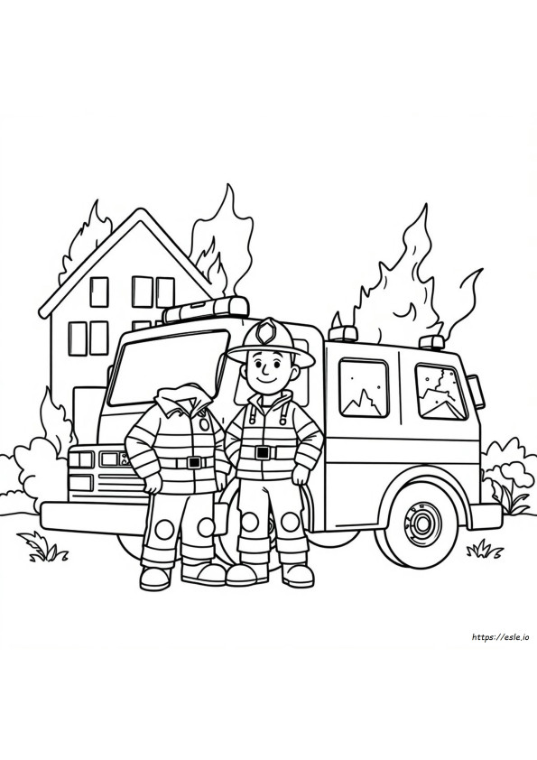 Pagina Da Colorare Dei Vigili Del Fuoco Per Bambini
