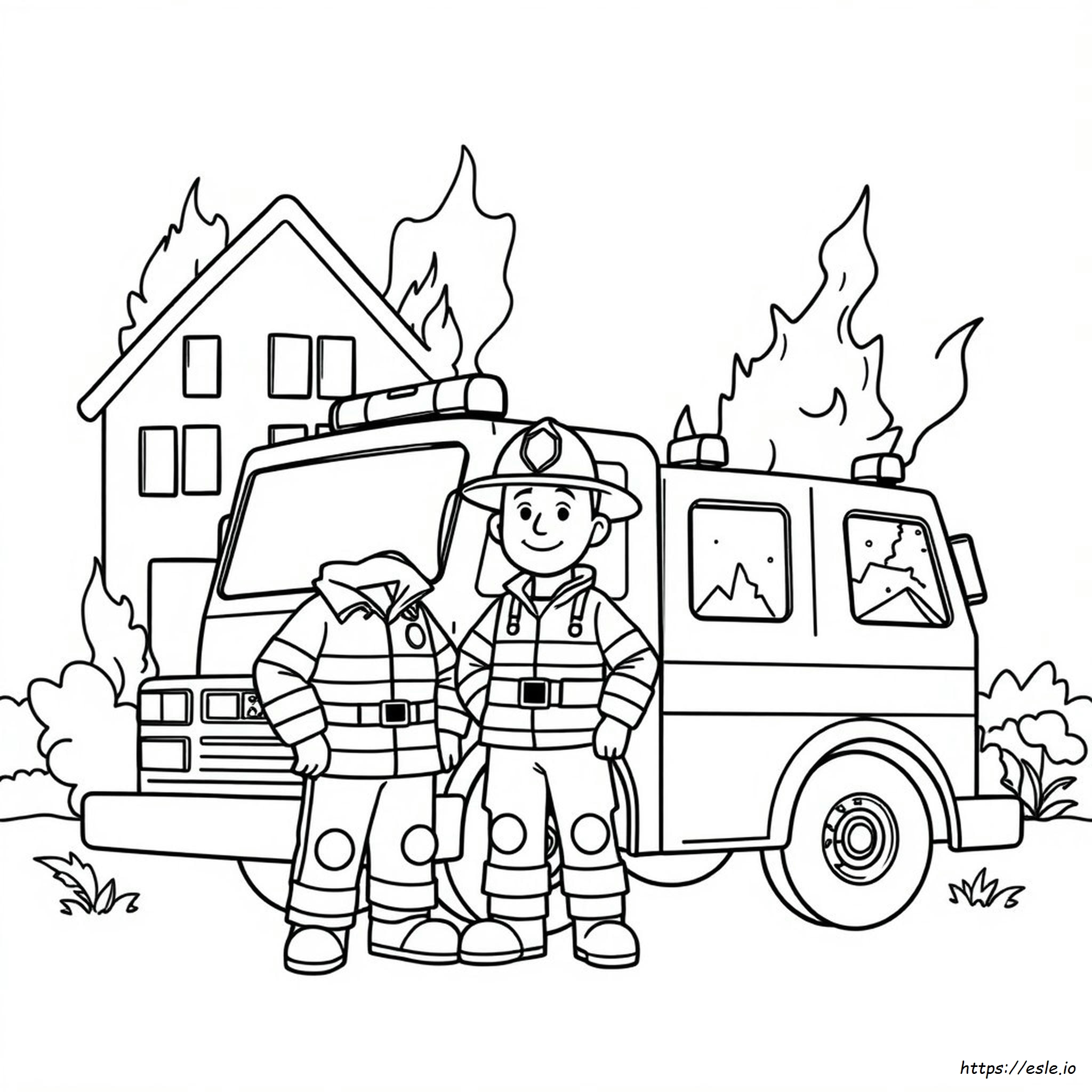 Pagina Da Colorare Dei Vigili Del Fuoco Per Bambini