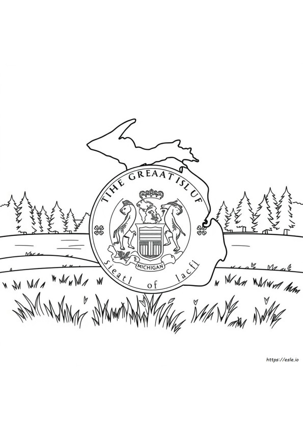 Gambar Mewarnai Simbol-Simbol Michigan