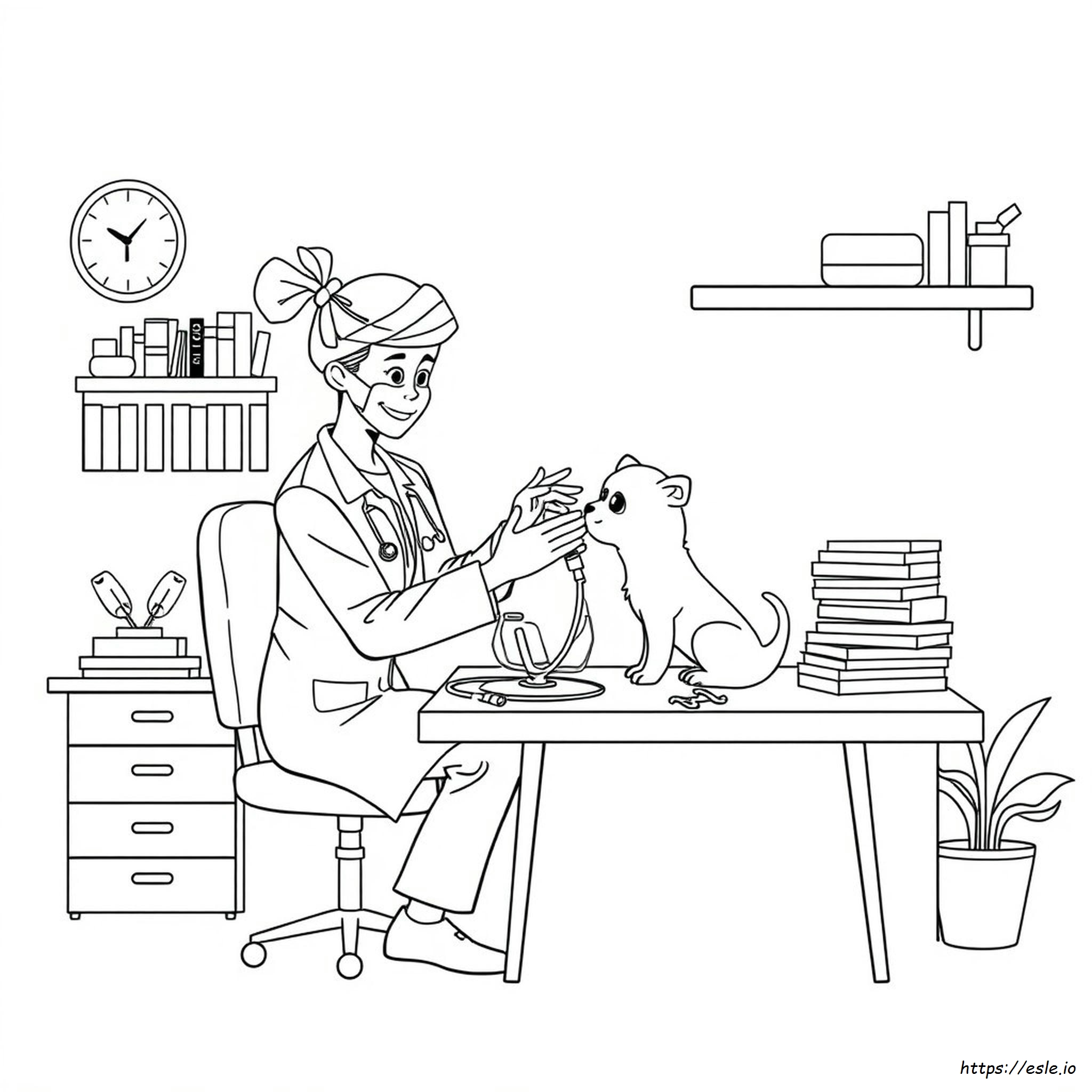 Pagina Da Colorare Con Veterinari - Professionisti Animali Per Bambini