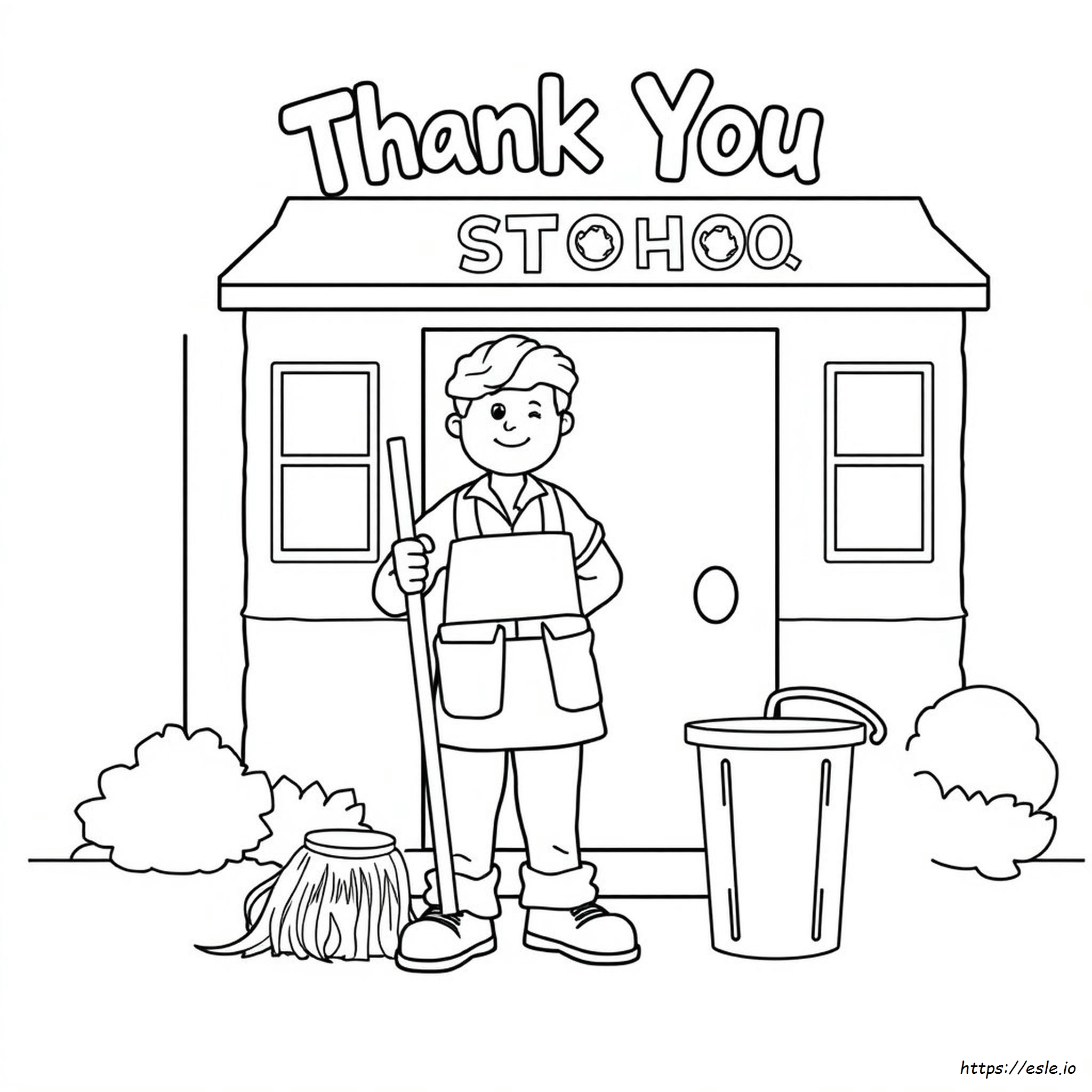 Free Printable Thank You Custodian Coloring Page