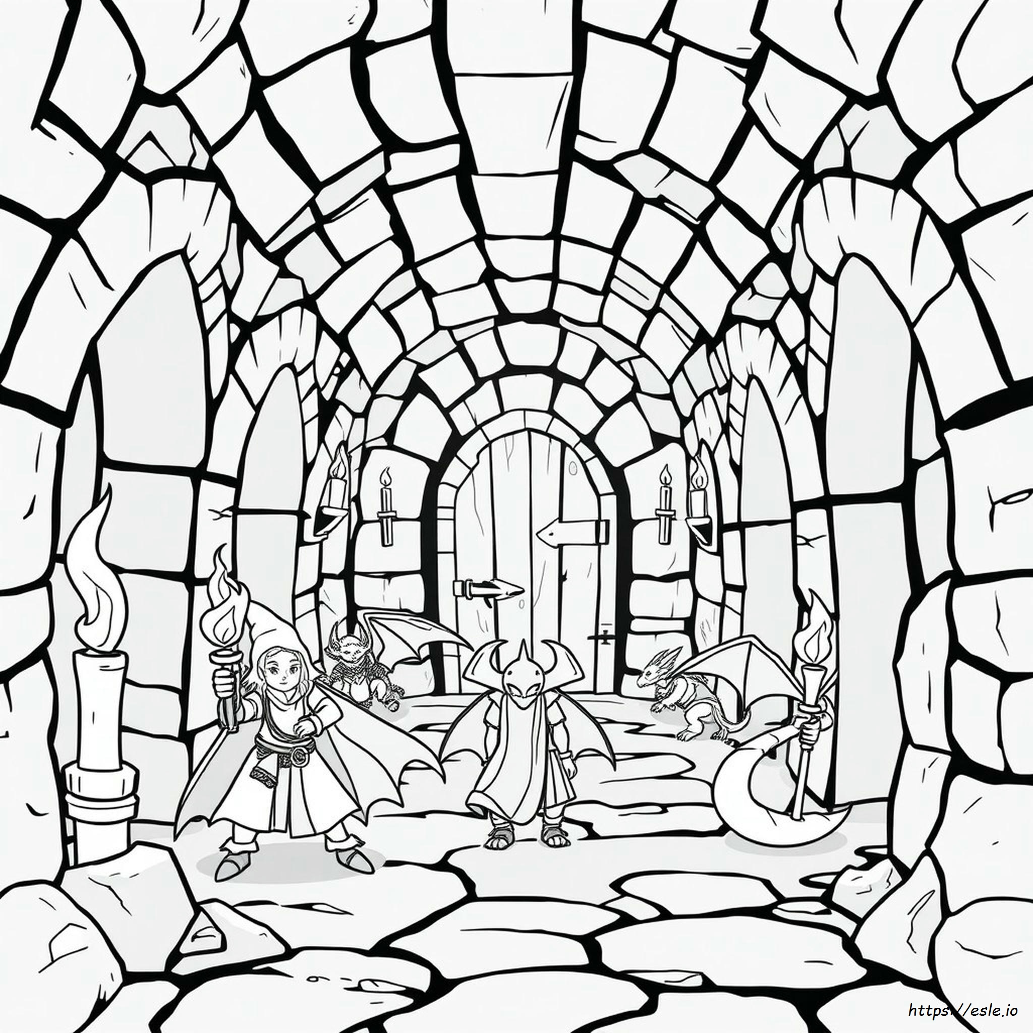 Dungeon Coloring Page for Kids and Adults - Free Printable PDF