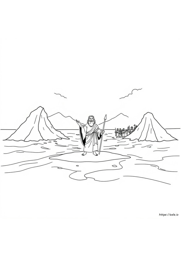 Printable Parting The Red Sea Coloring Page