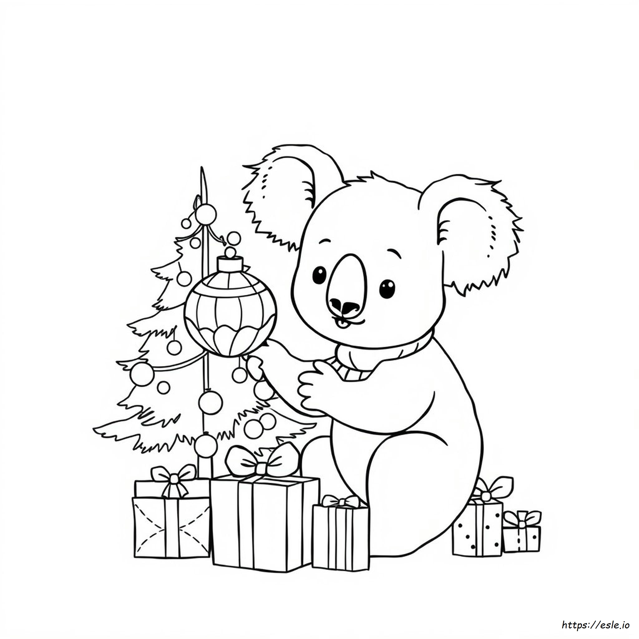Christmas Koala Coloring Page - Free Printable PDF