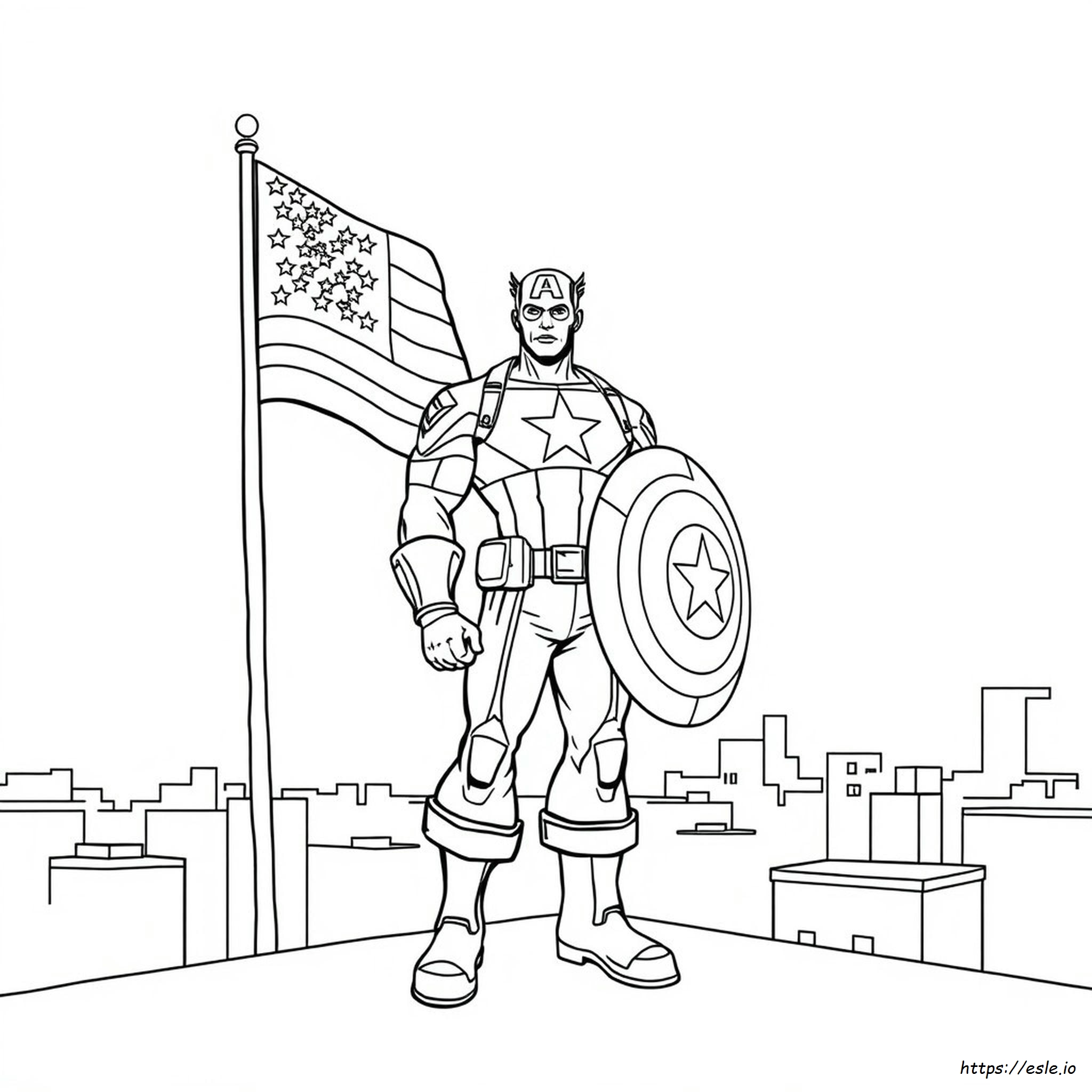 Pagina Da Colorare Facile Di Capitan America Da Stampare