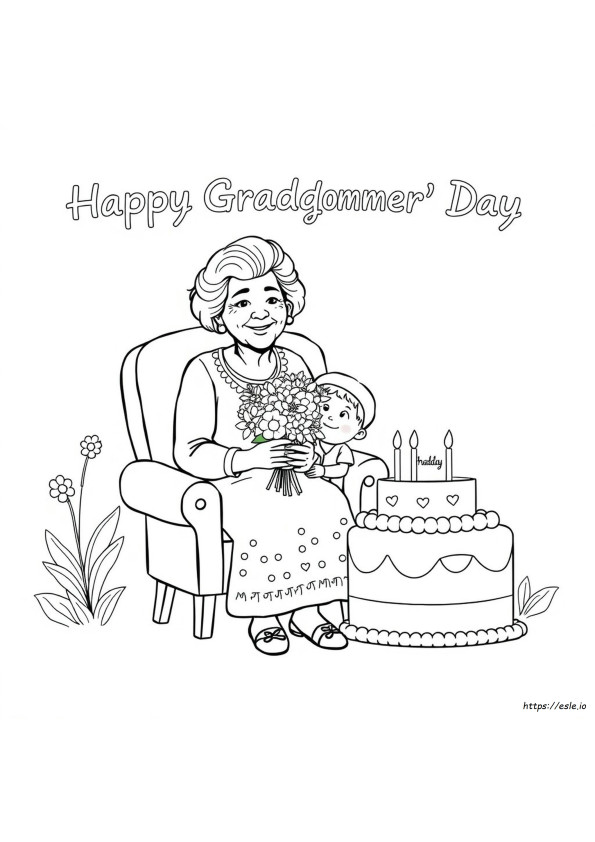 Happy Grandmothers Day Coloring Page