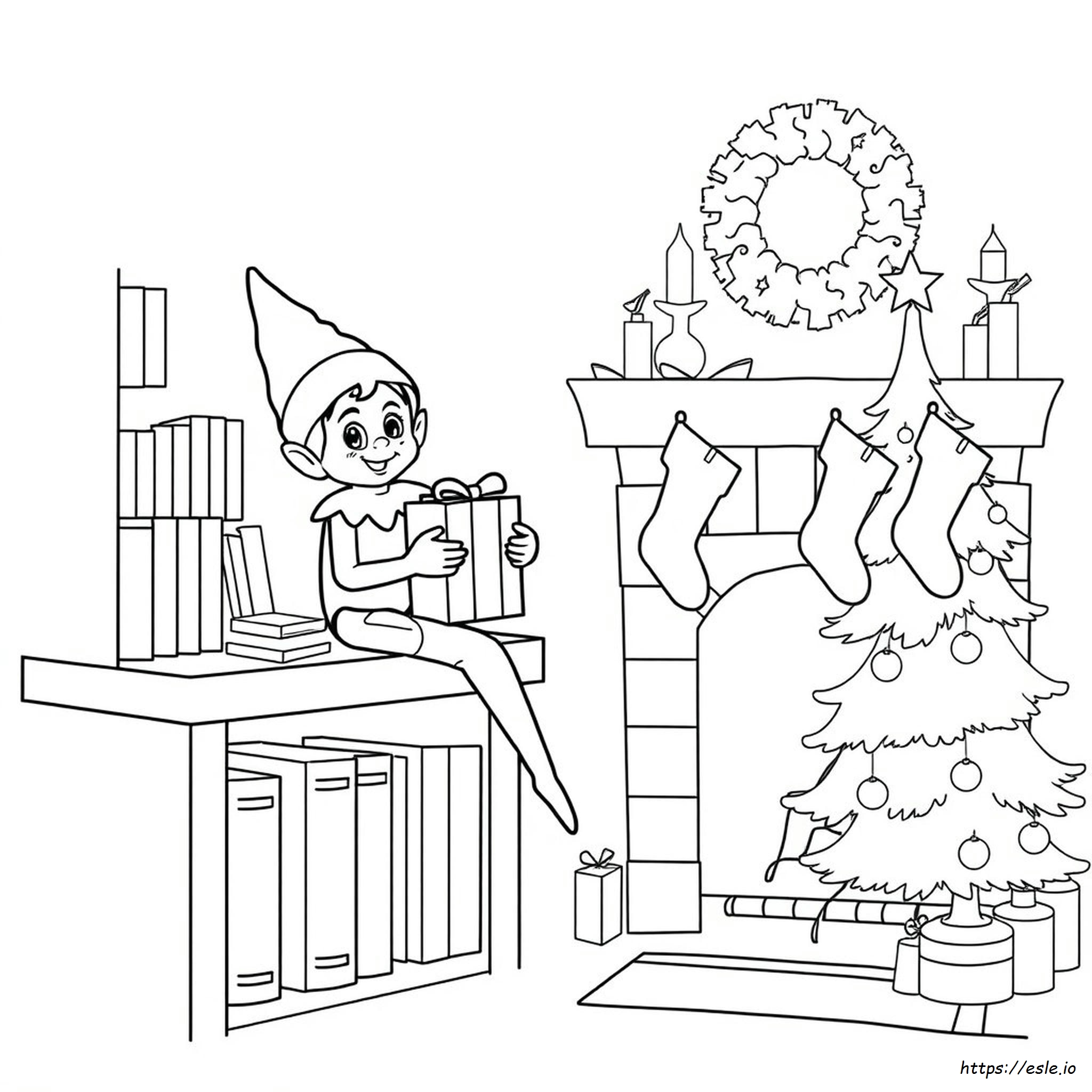 Gambar Mewarnai Natal - Elang Di Rak Buku