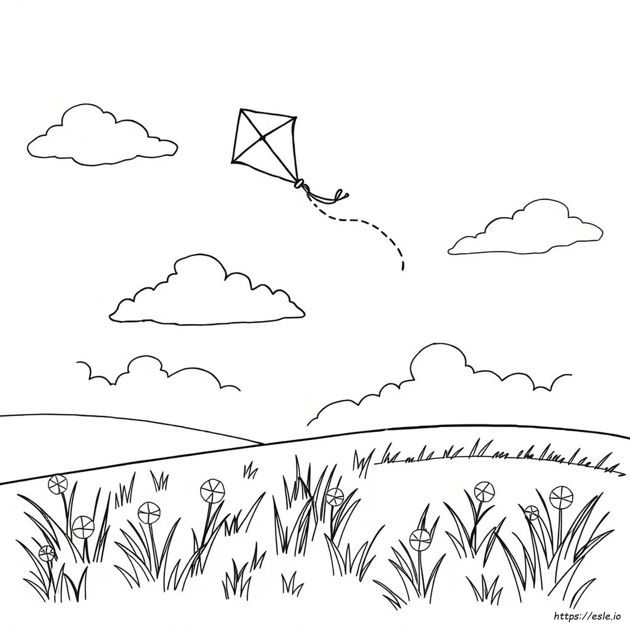 Cute Kite Coloring Page - Free Printable PDF
