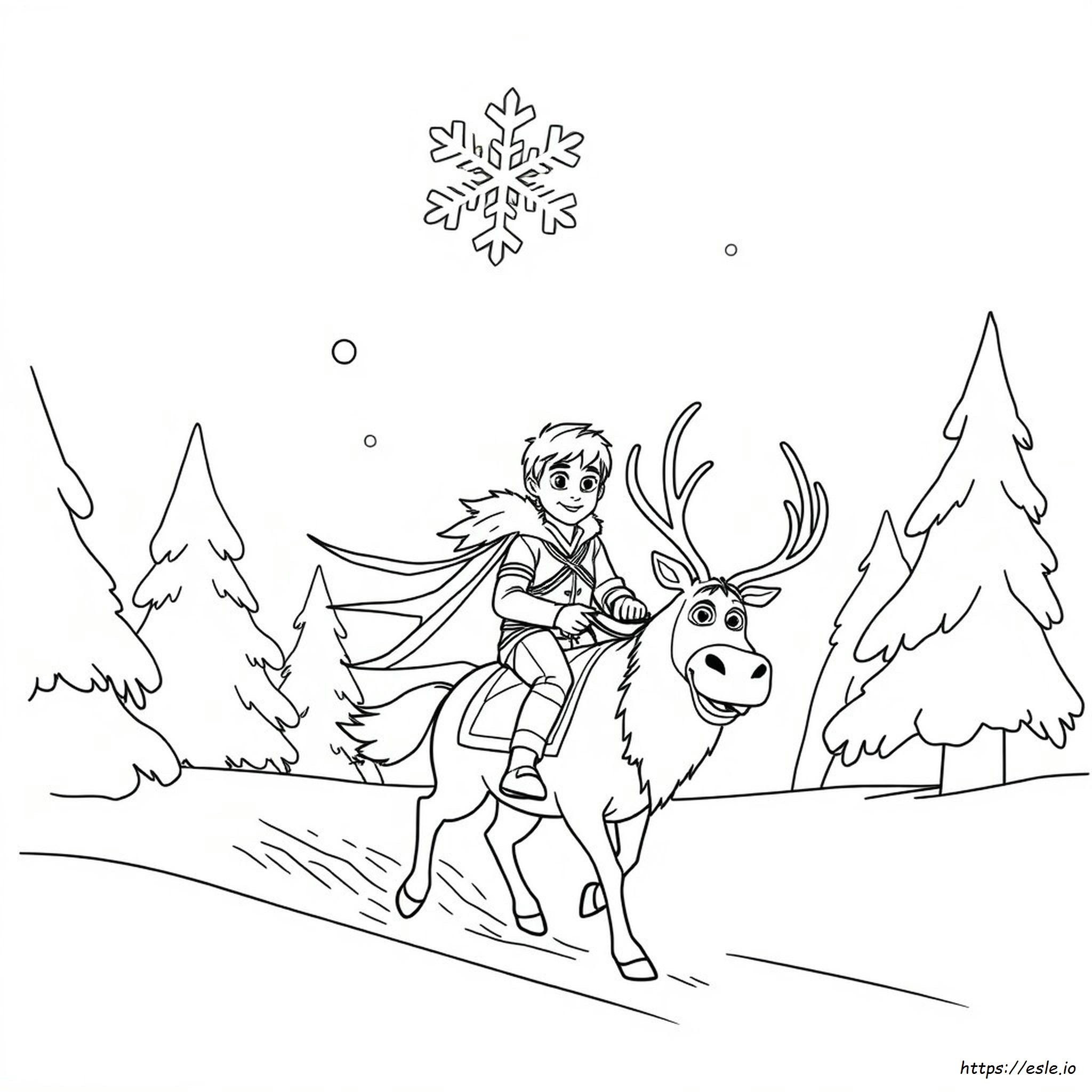 Gambar Mewarnai Kristoff Dan Sven - Pratinjau Gratis