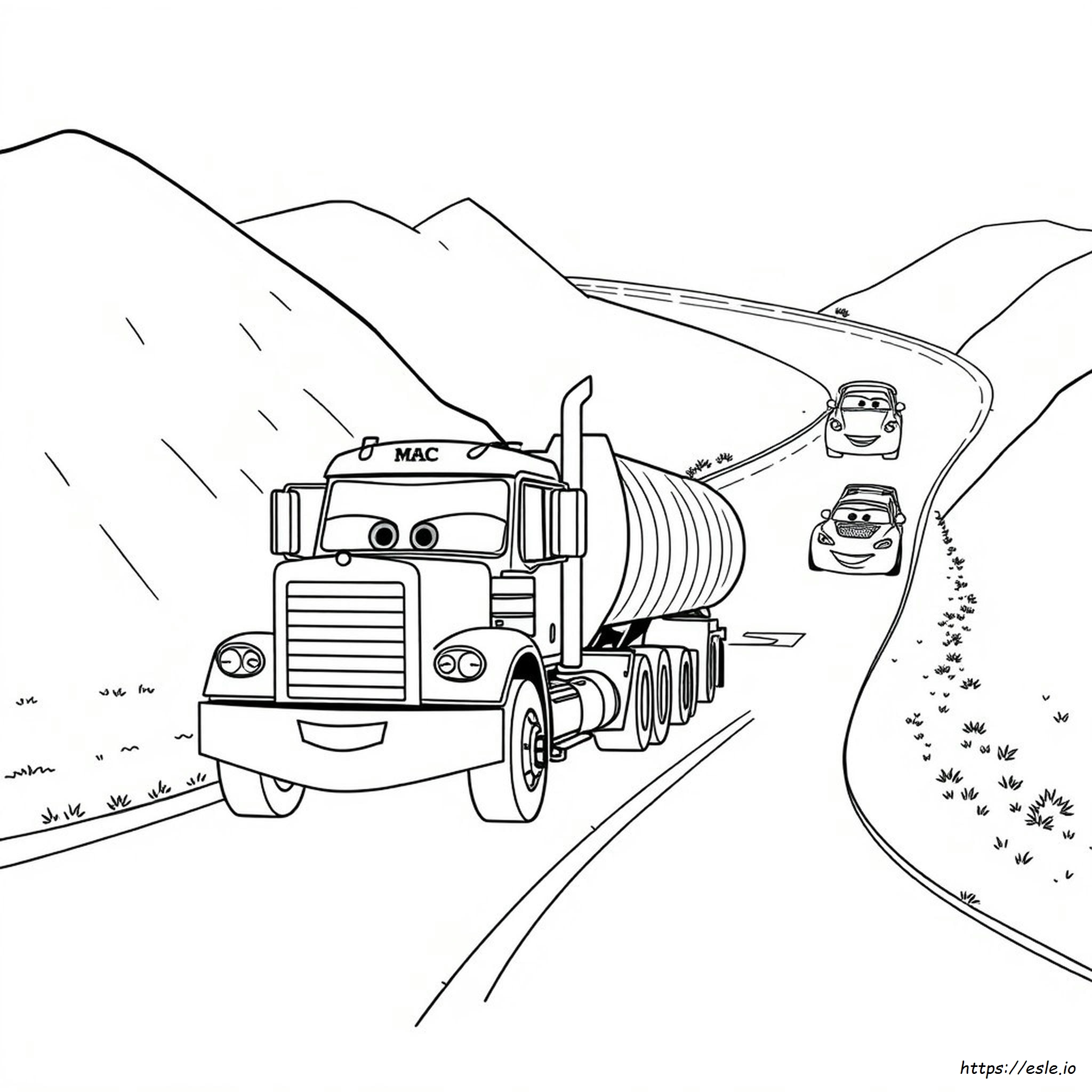 Lightning McQueen Mack Truck Coloring Page - Free Printable