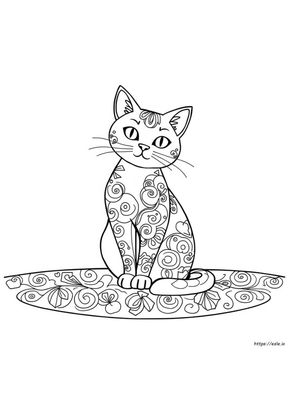 Kat Zentangle Kleurplaat