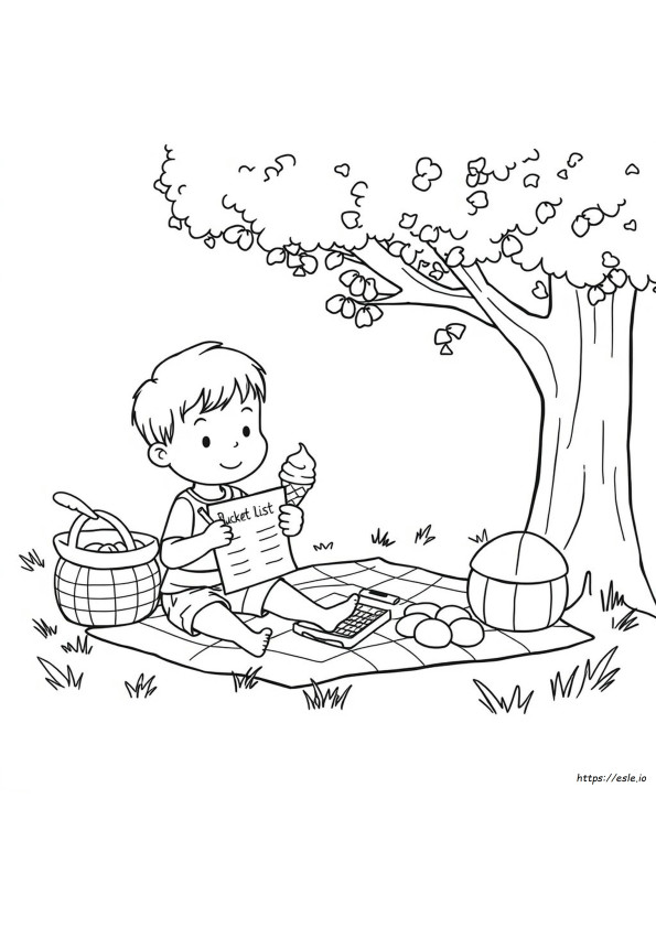 Summer Bucket List Coloring Page Printable