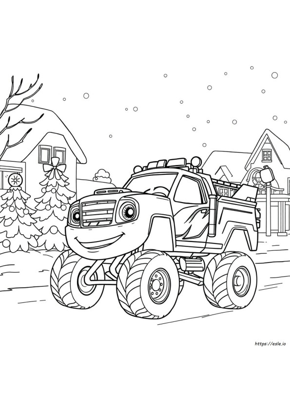 Blaze Christmas Coloring Pages